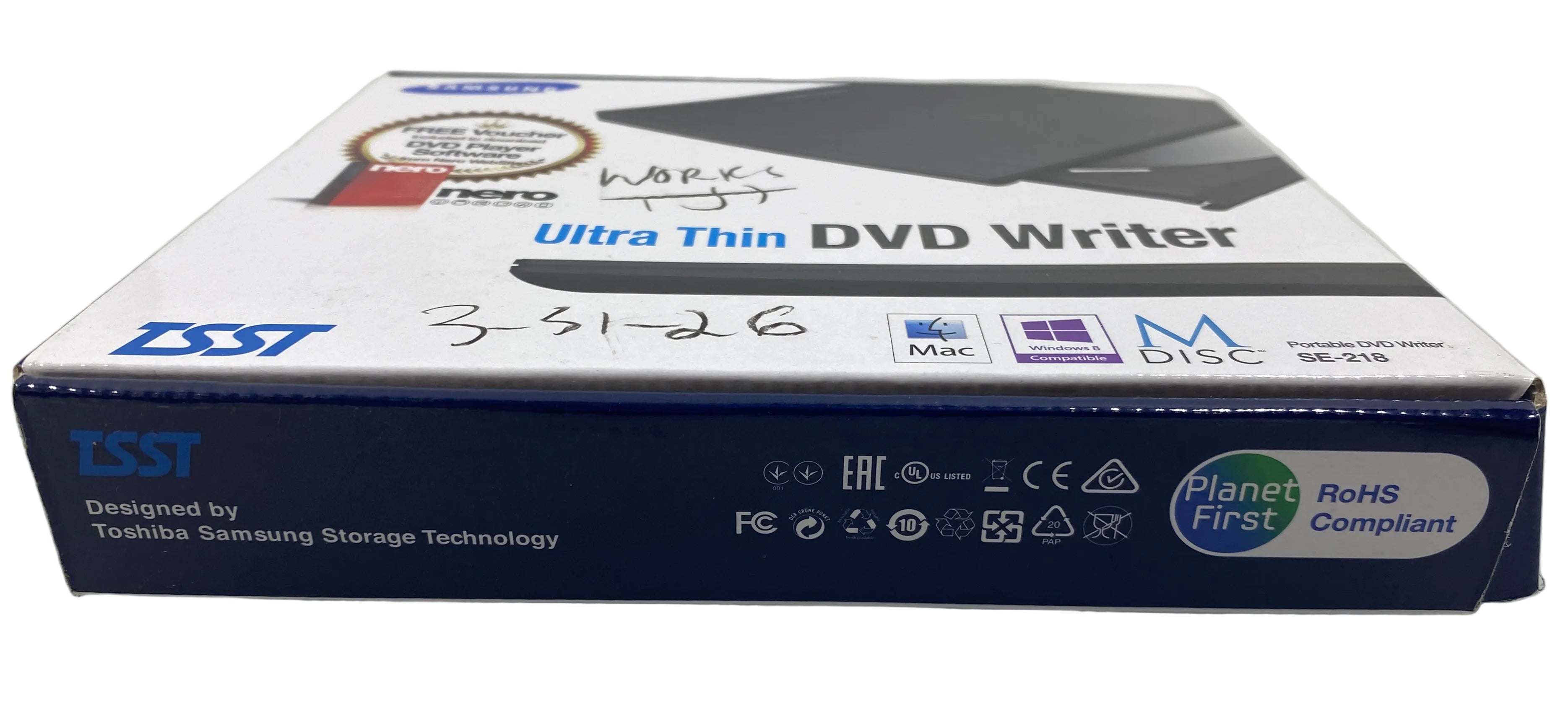 SAMSUNG TSST SE-218GP/RSBD Ultra-Slim Optical 8X DVD Rewriter Drive