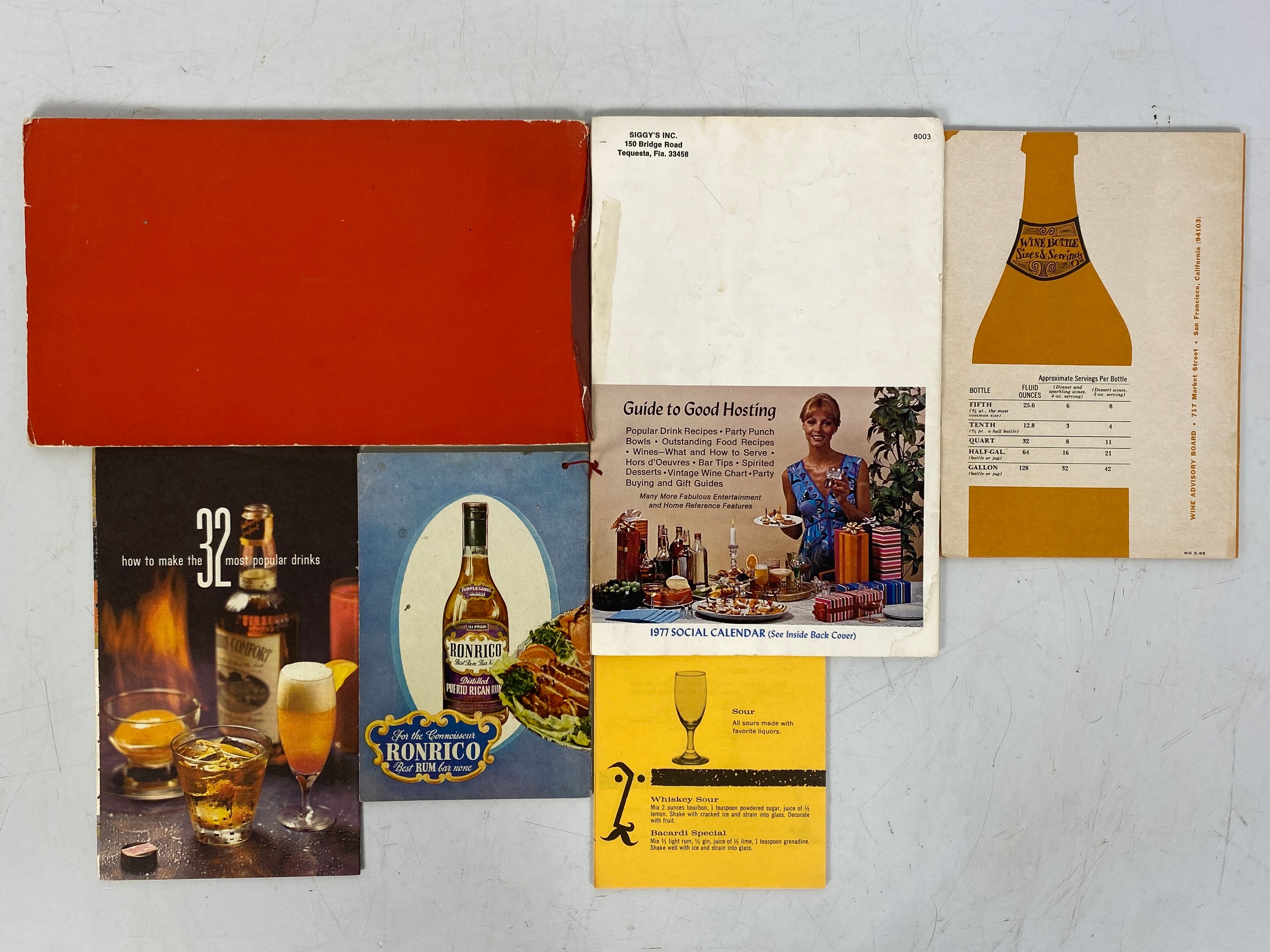 Lot of Vintage Wine Spirits and Recipe Booklets incl Wilken Family Album SC