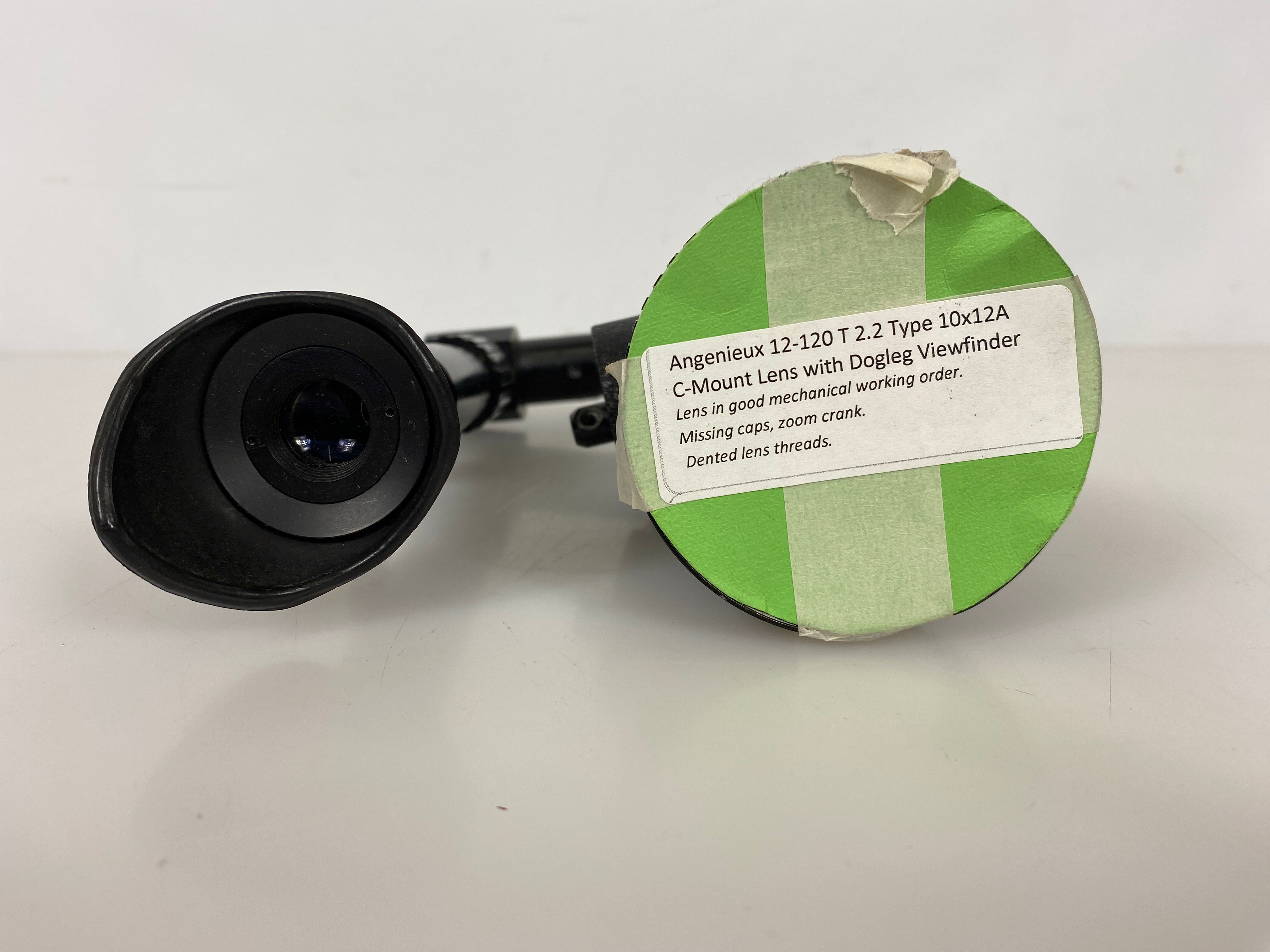 Angenieux 12-120 T 2.2 Type 10x12A C-Mount Lens with Dogleg Viewfinder