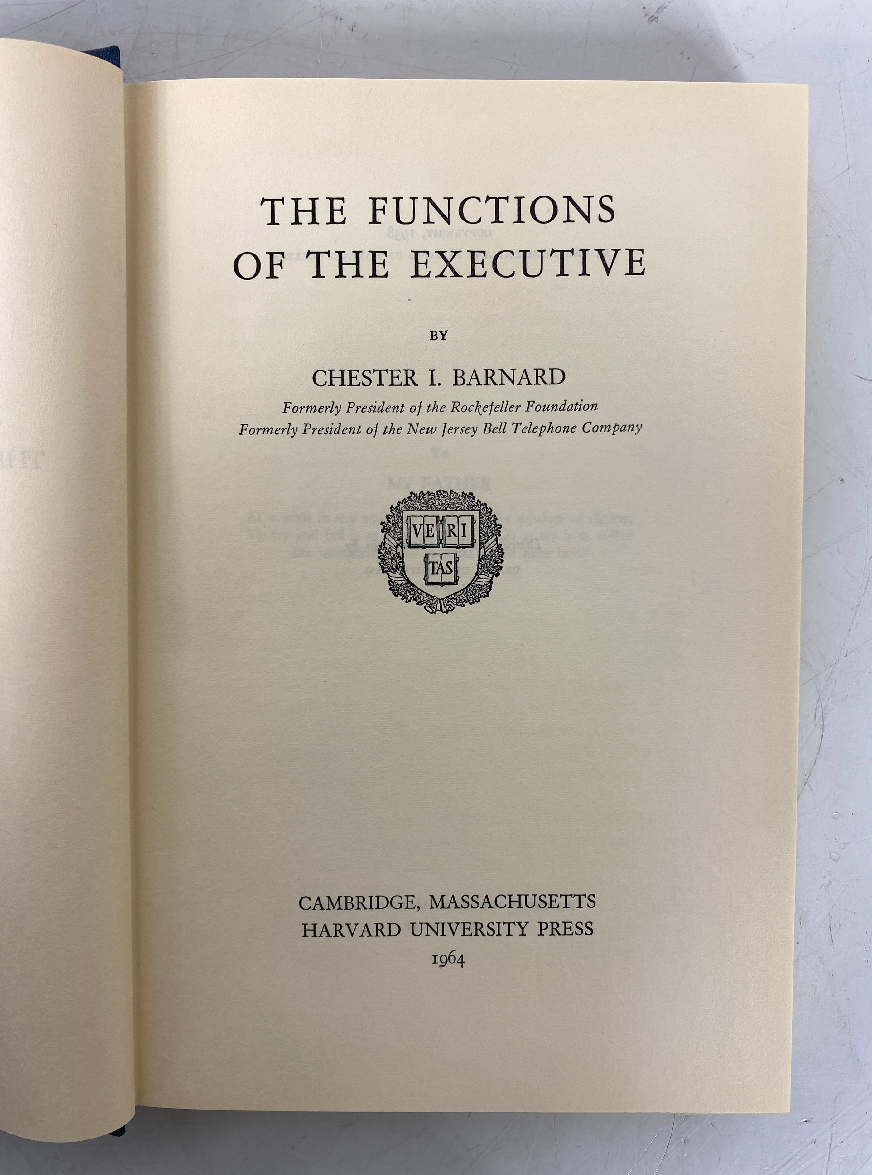 The Functions of the Executive by Chester Barnard 1964 Vintage HC DJ