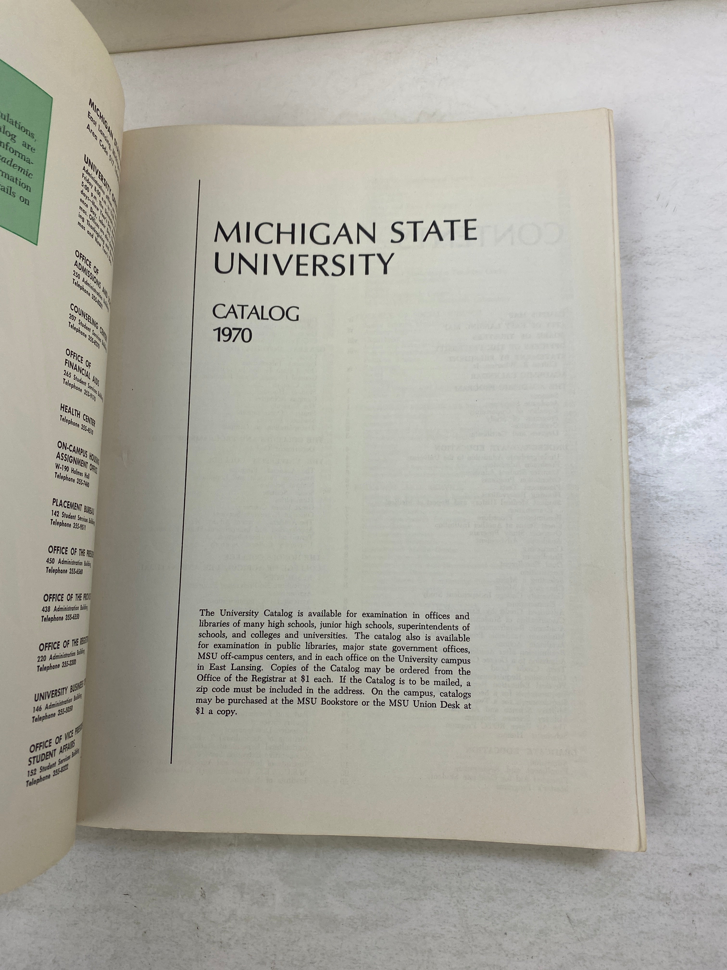MSU Vintage Michigan State University Catalog 1970