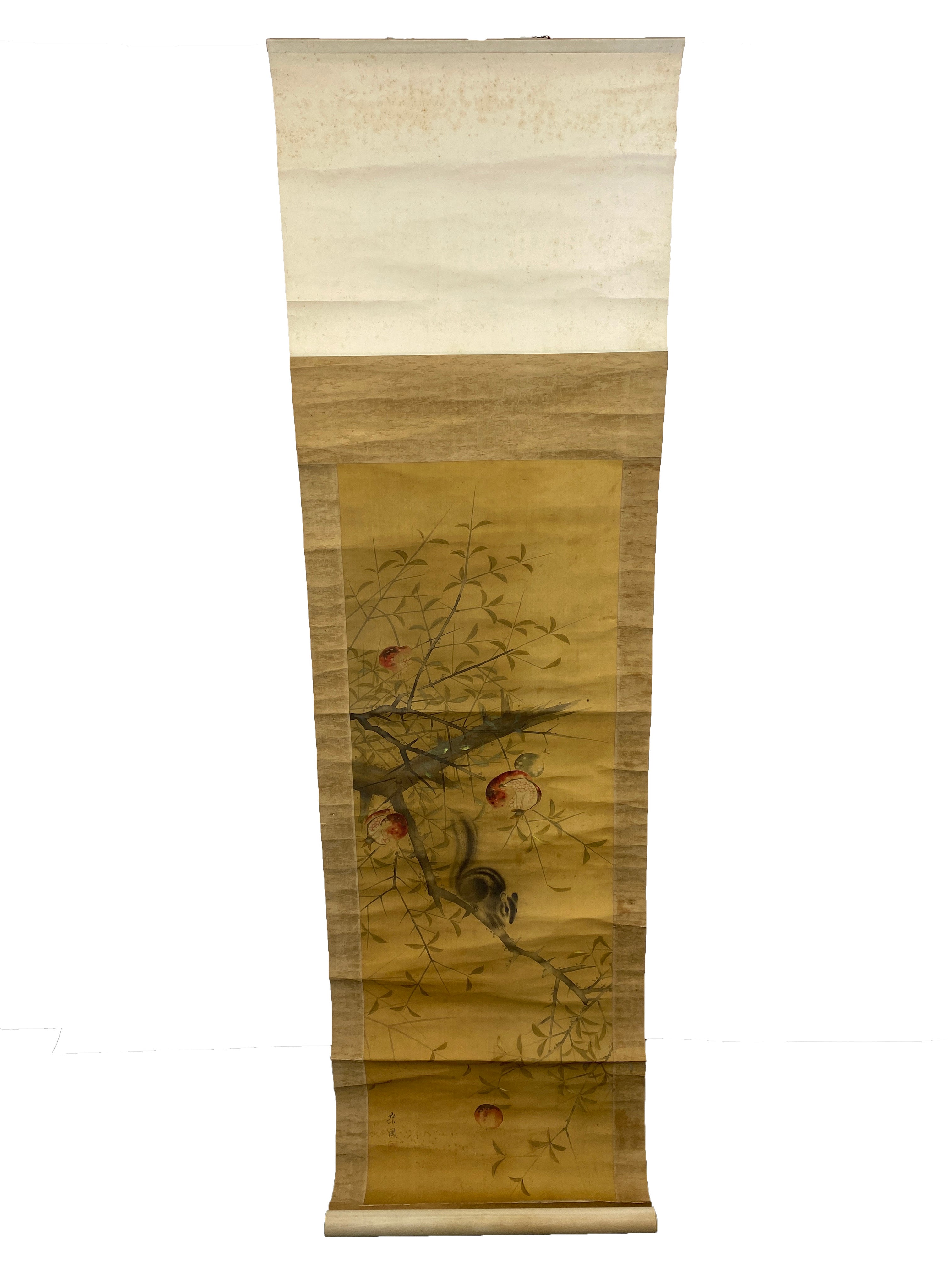 Chinese Animal and Pomegranate Artwork Scroll