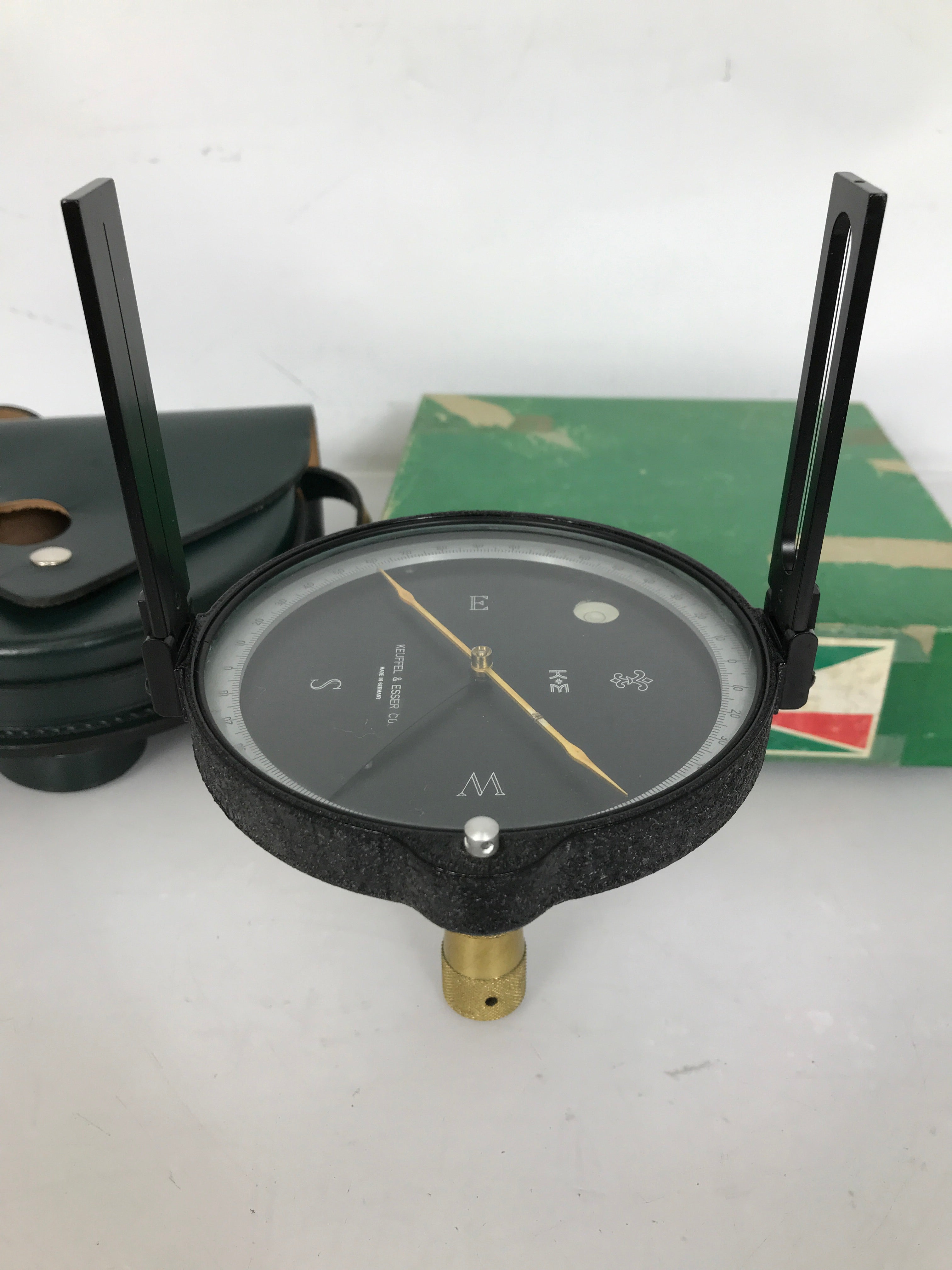 Vintage Large Keuffel & Esser K&E Surveying Compass & Case Germany