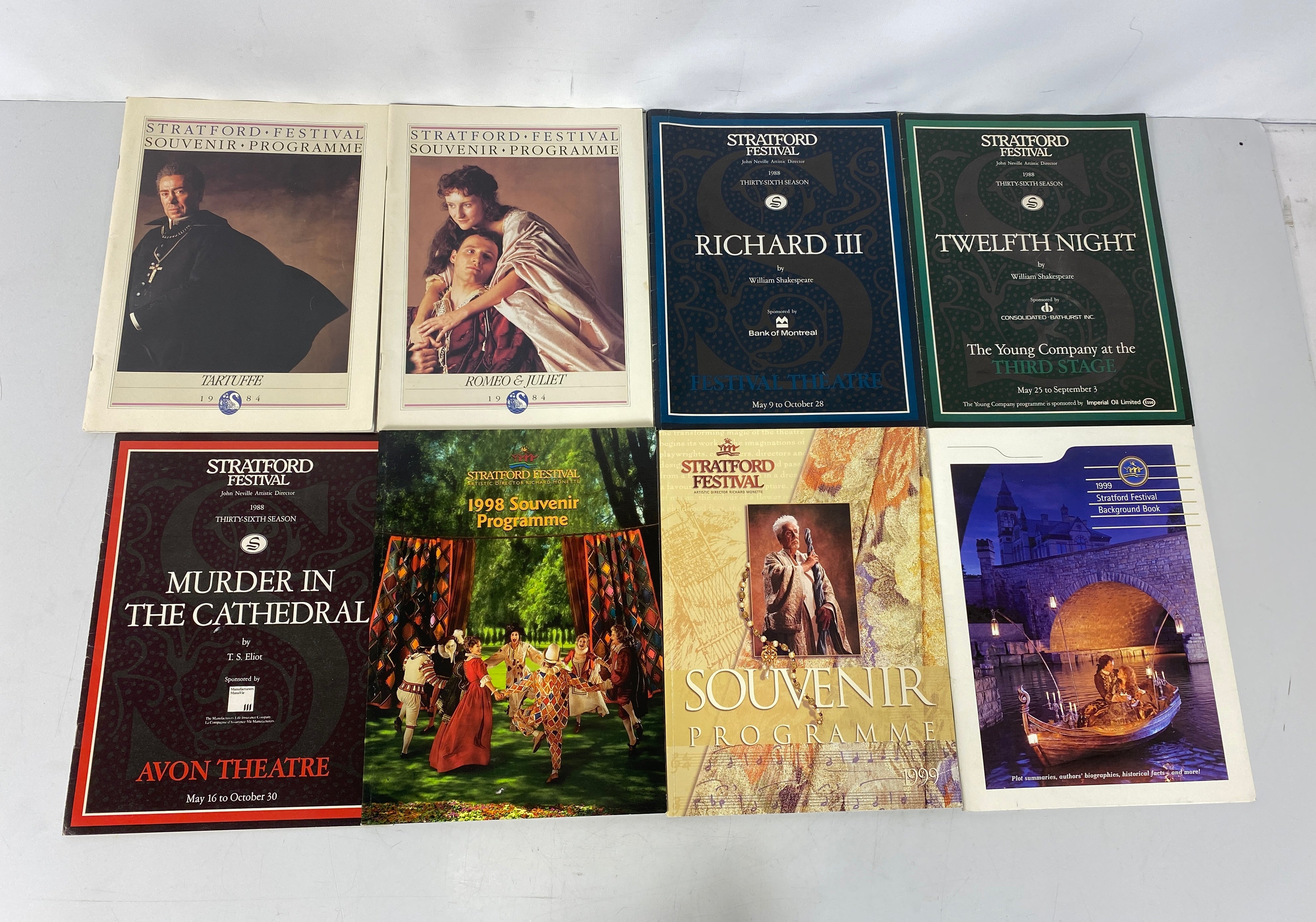 Lot of 8 Stratford Festival (Canada) Souvenir Programs 1984-1999 SC