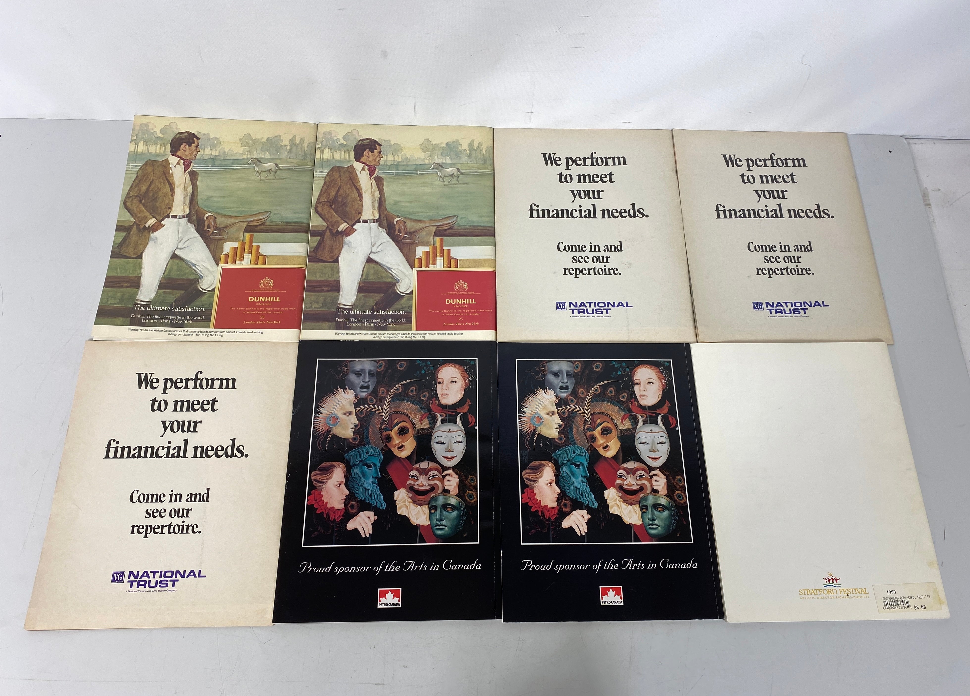 Lot of 8 Stratford Festival (Canada) Souvenir Programs 1984-1999 SC