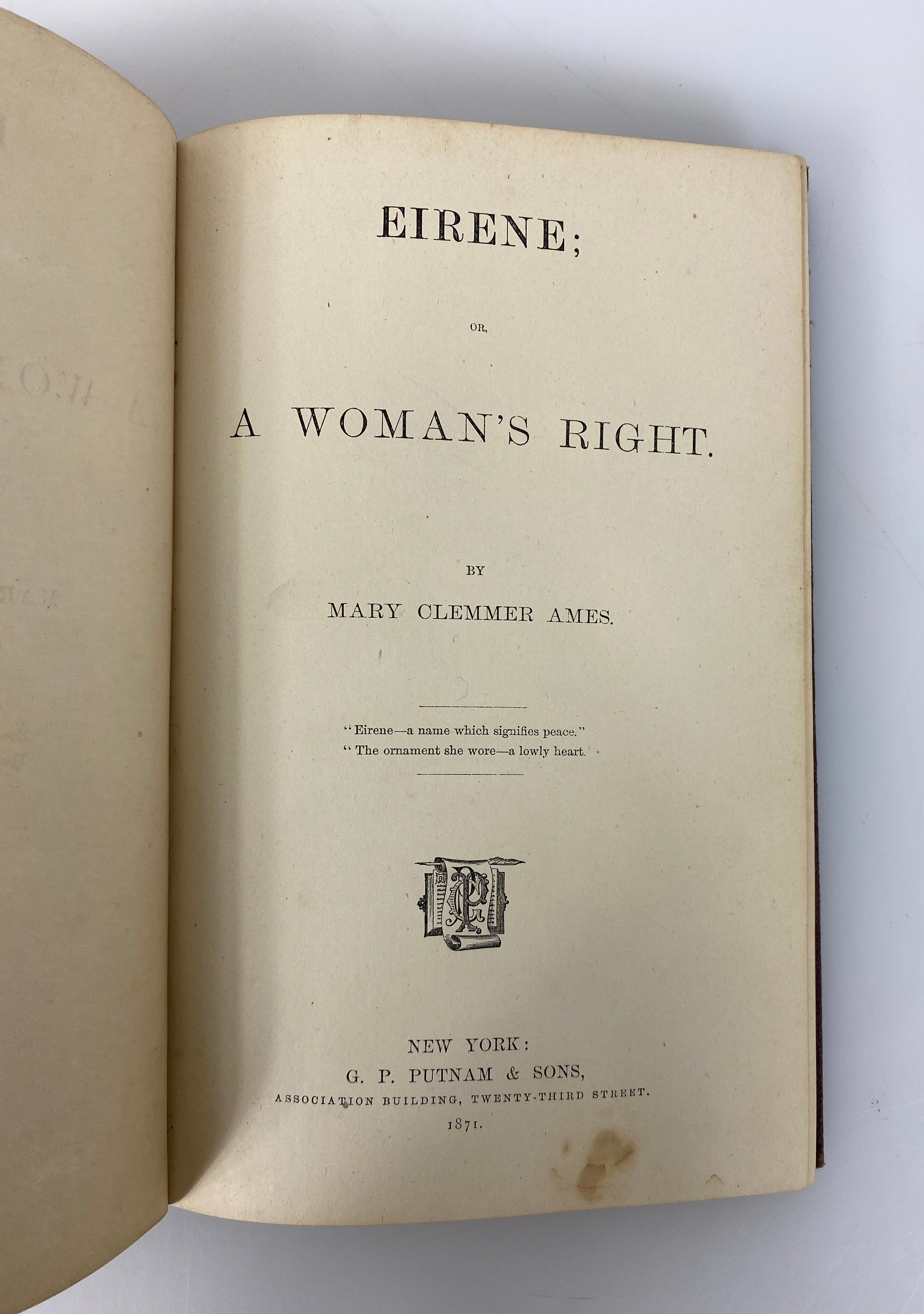 Eirene; or a Woman's Right by Mary Clemmer Ames 1871 Rare Antique HC