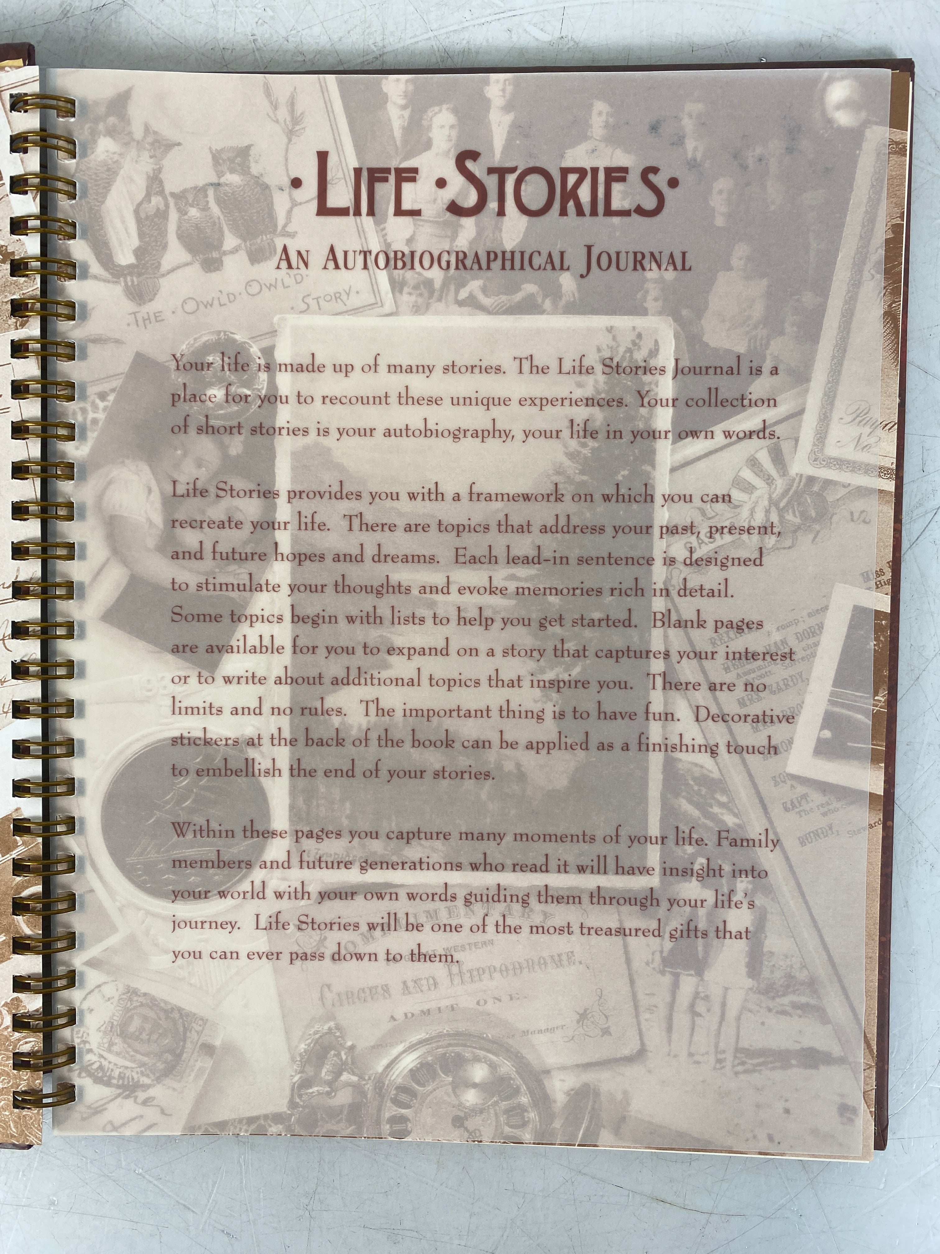 "Life Stories- An Autobiographical Journal" Life Journal