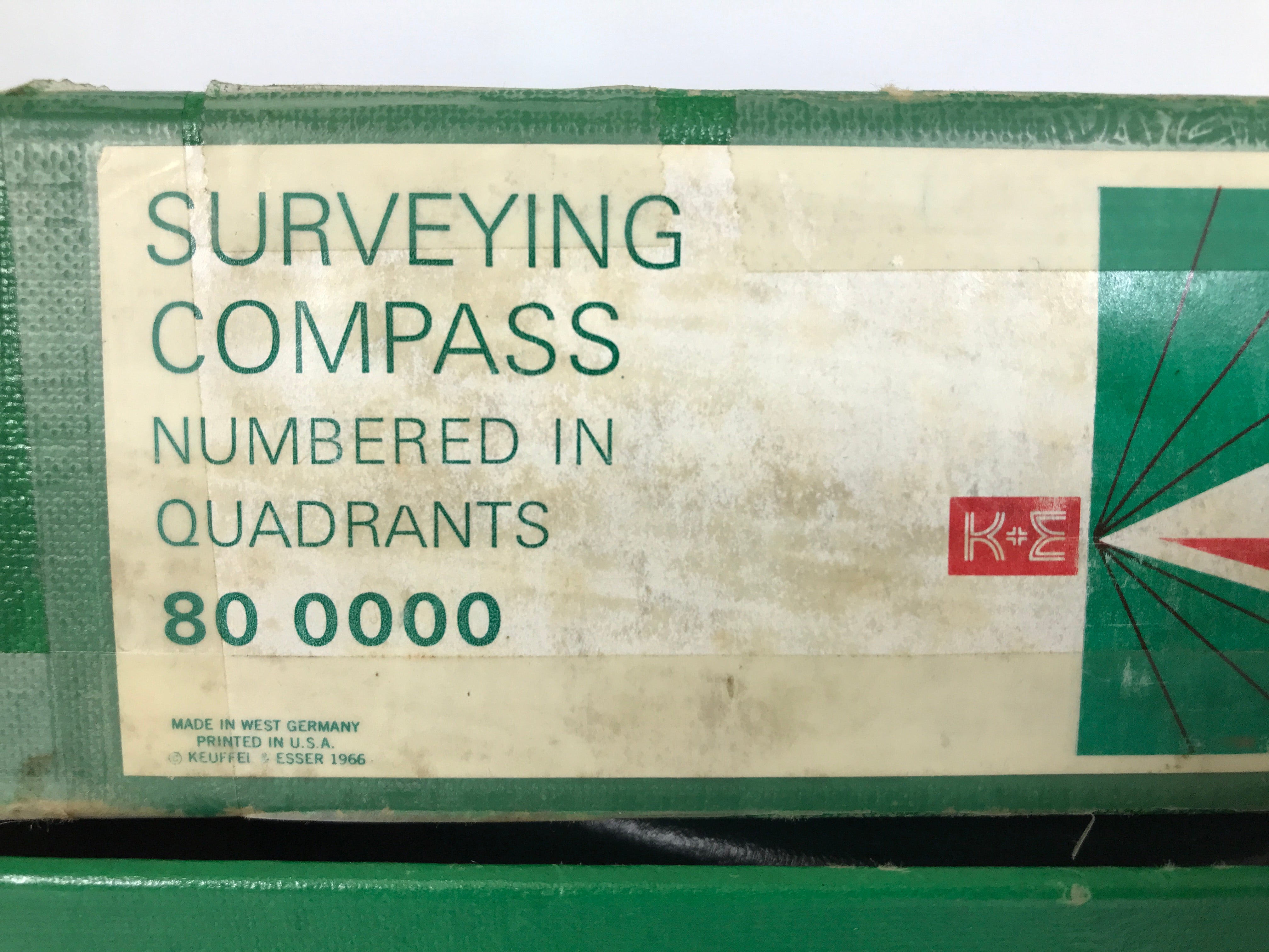 Vintage Large Keuffel & Esser K&E Surveying Compass & Case Germany