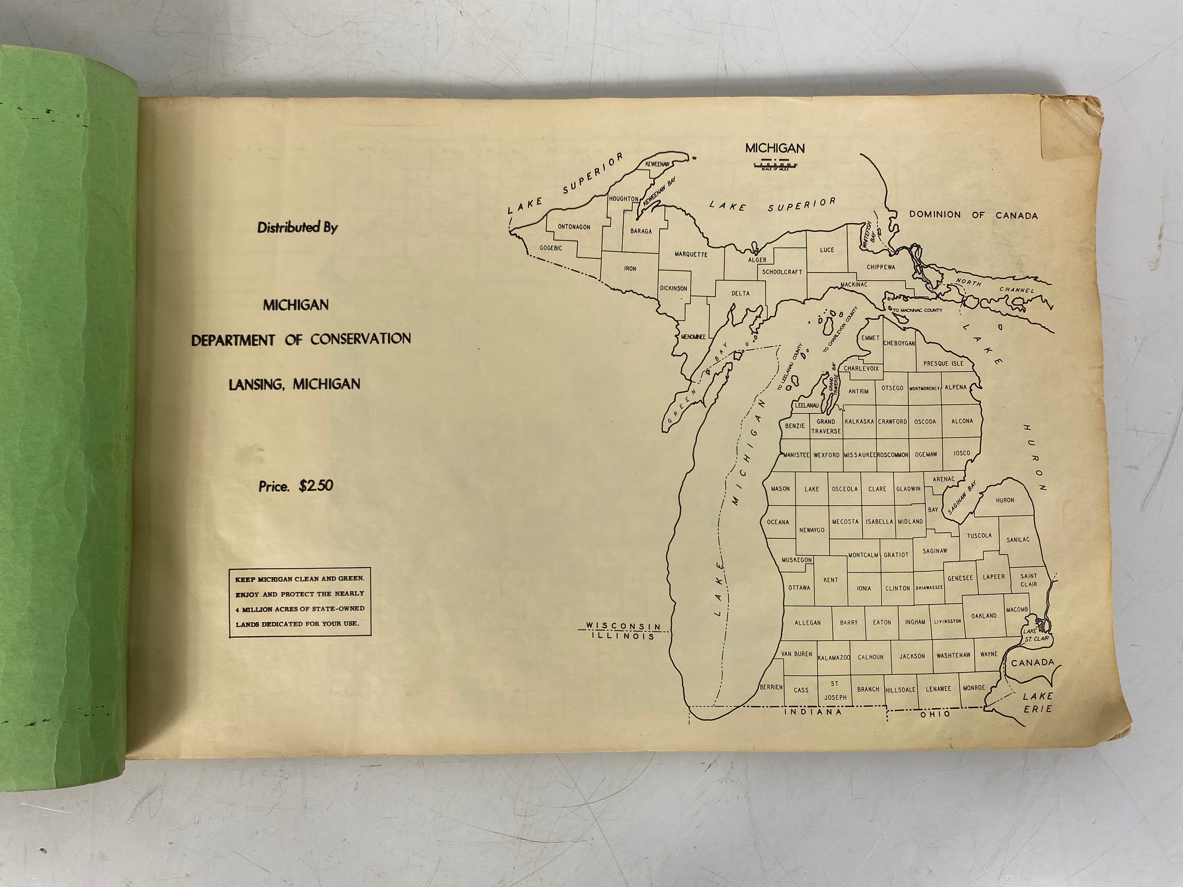 Michigan Department of Conservation County Maps 1957 Oversized SC