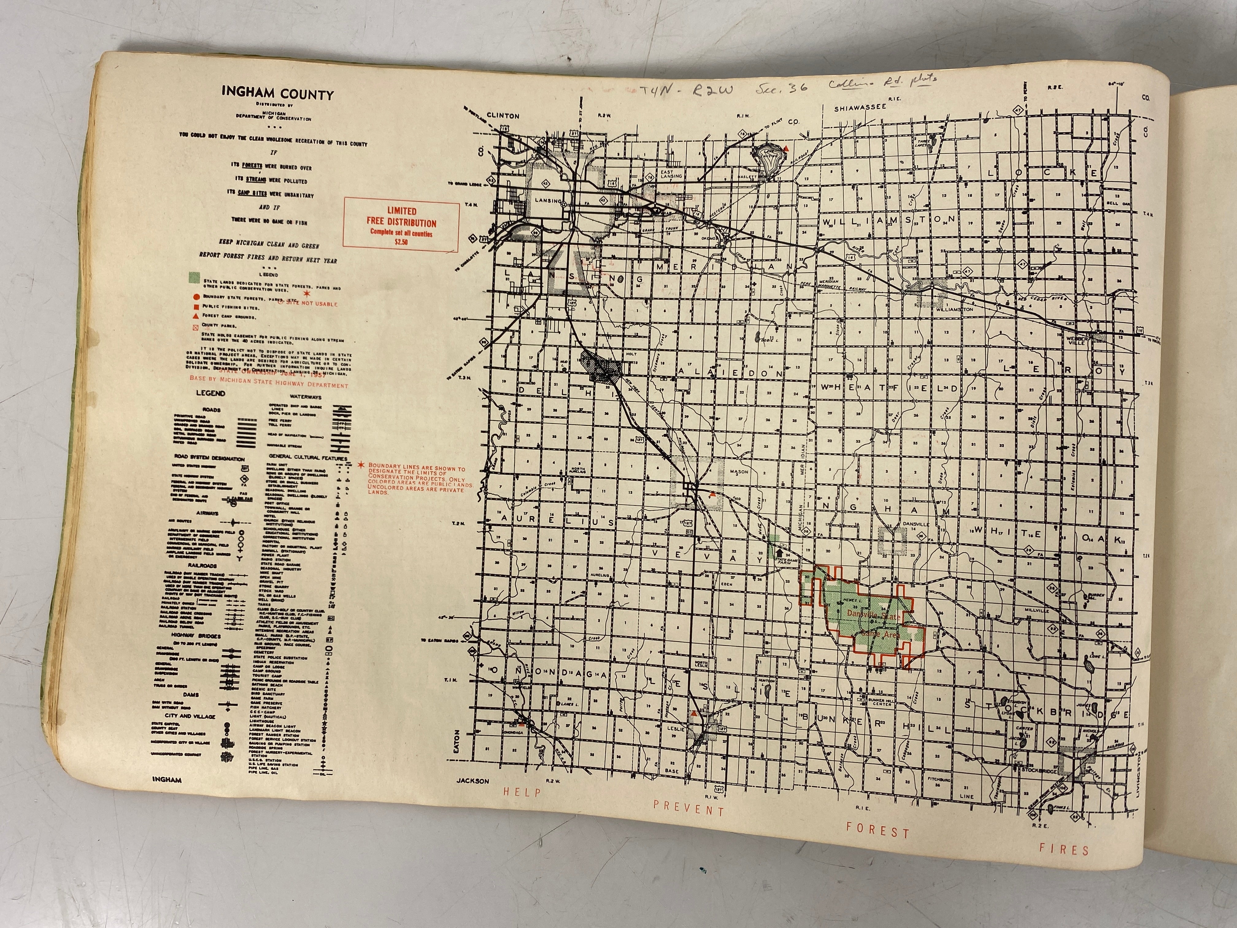 Michigan Department of Conservation County Maps 1957 Oversized SC