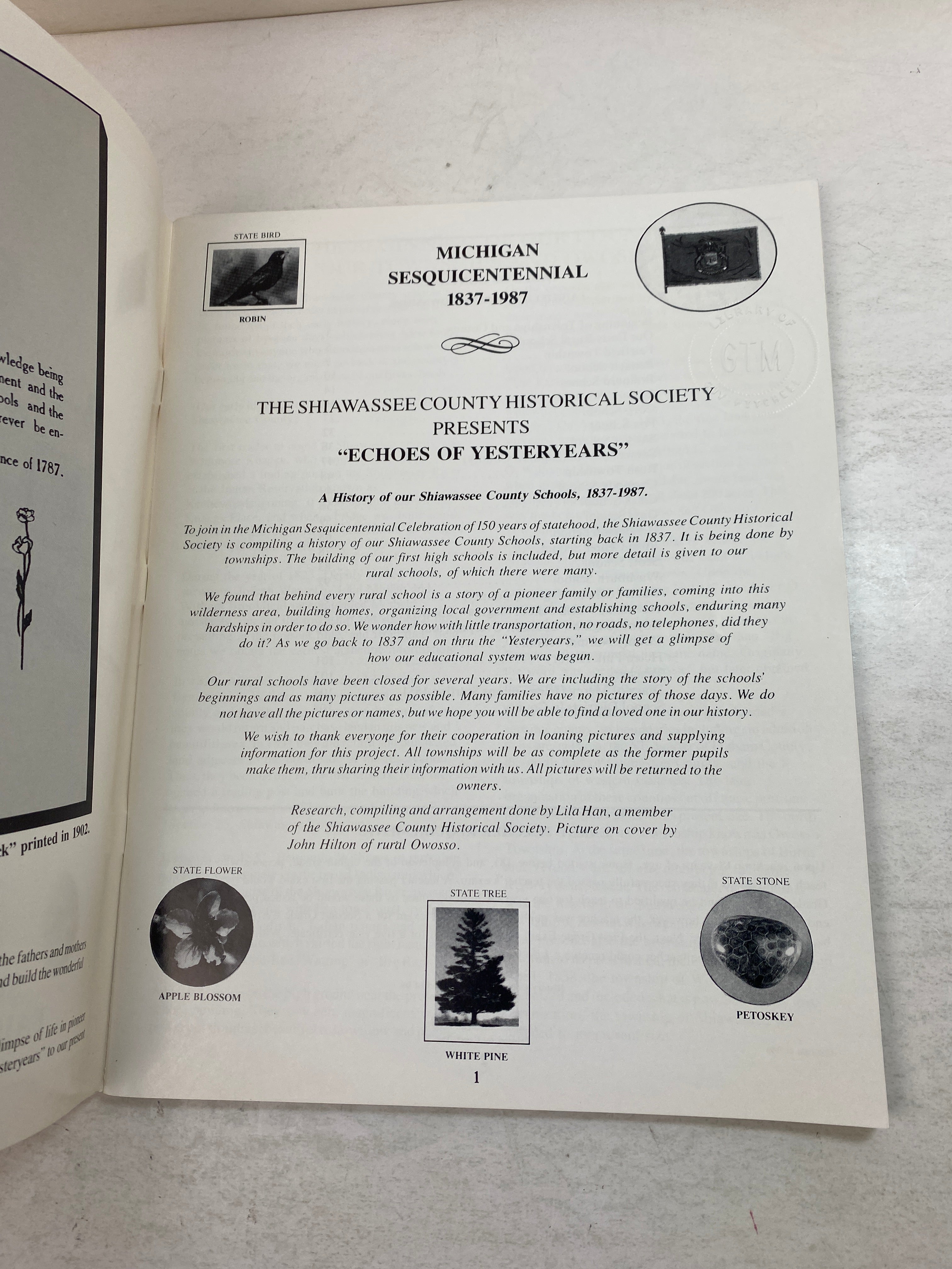 Echoes of Yesteryear Shiawassee County Schools 1837-1987