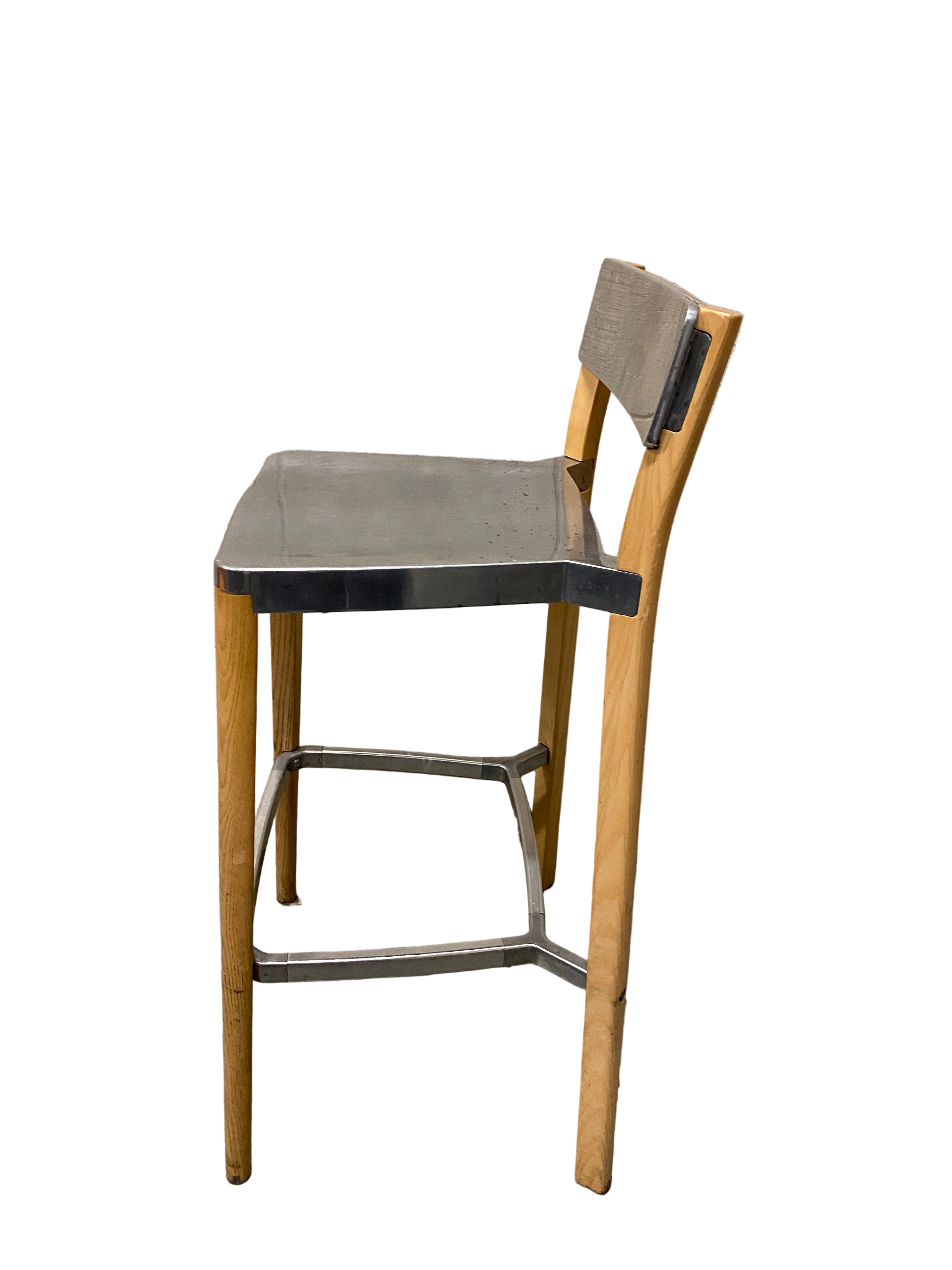 Emeco Lancaster Metal & Wooden Stool