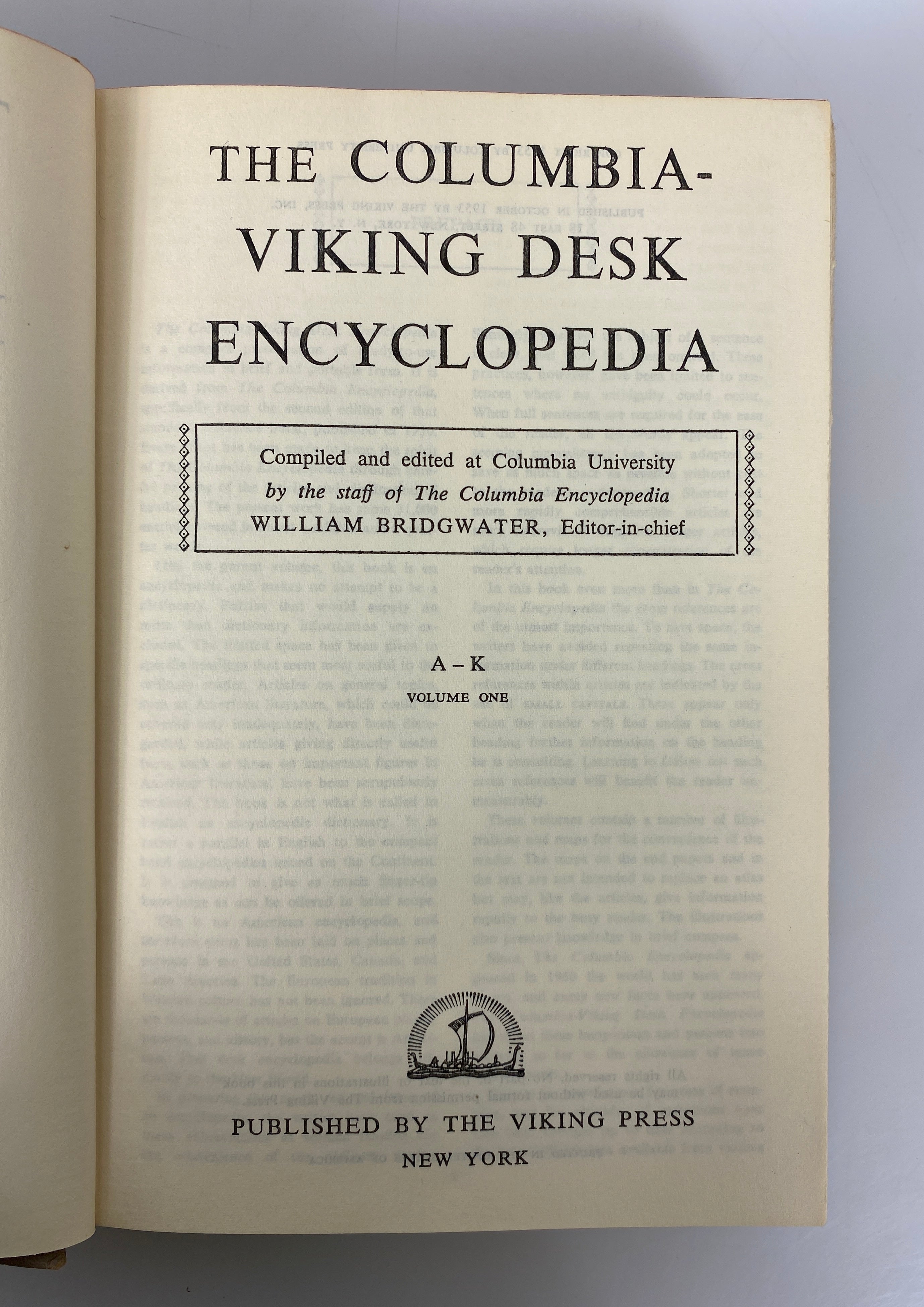 2 Volume Set The Columbia Viking Desk Encyclopedia 1953 Vintage HC