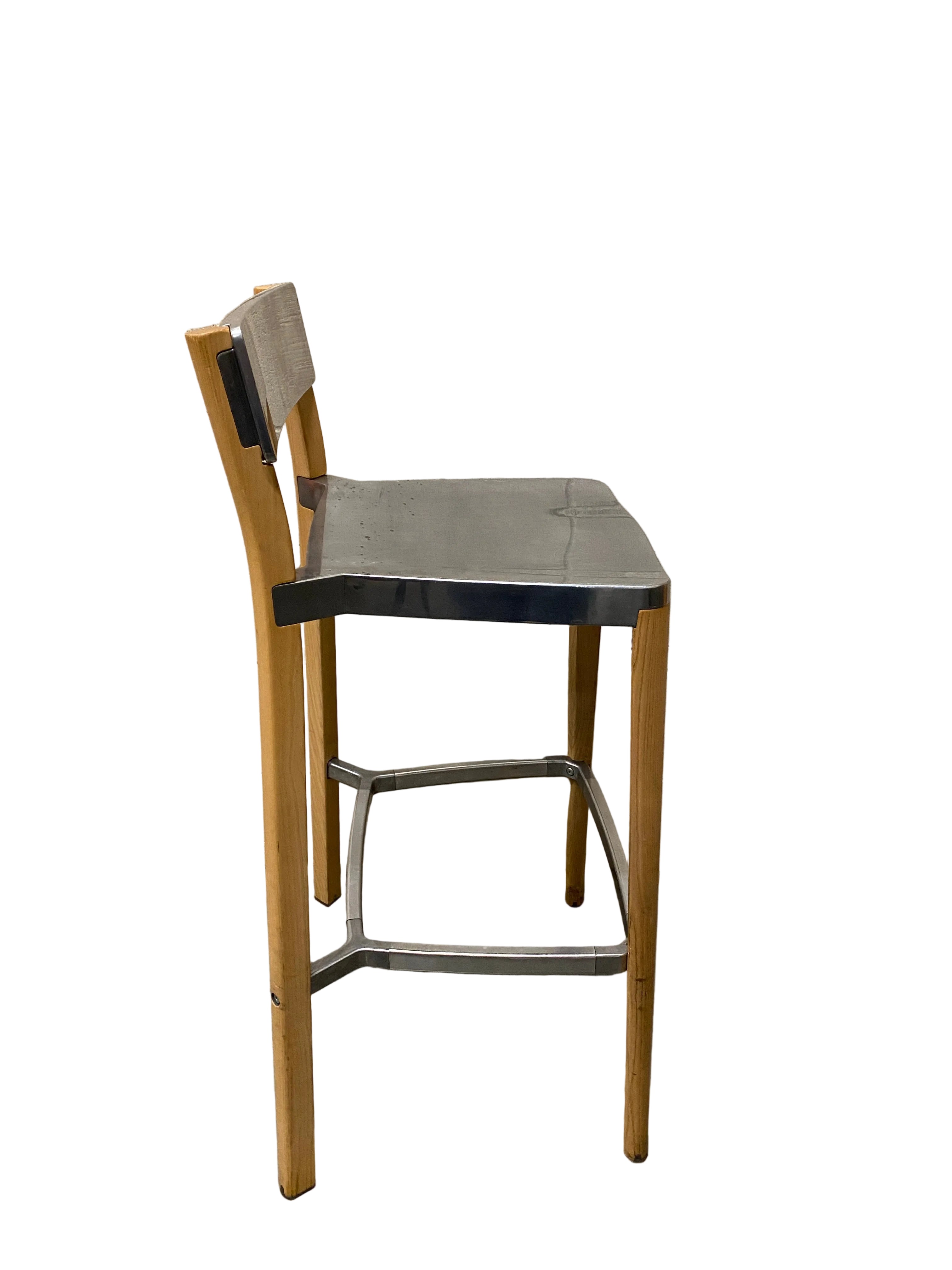 Emeco Lancaster Metal & Wooden Stool