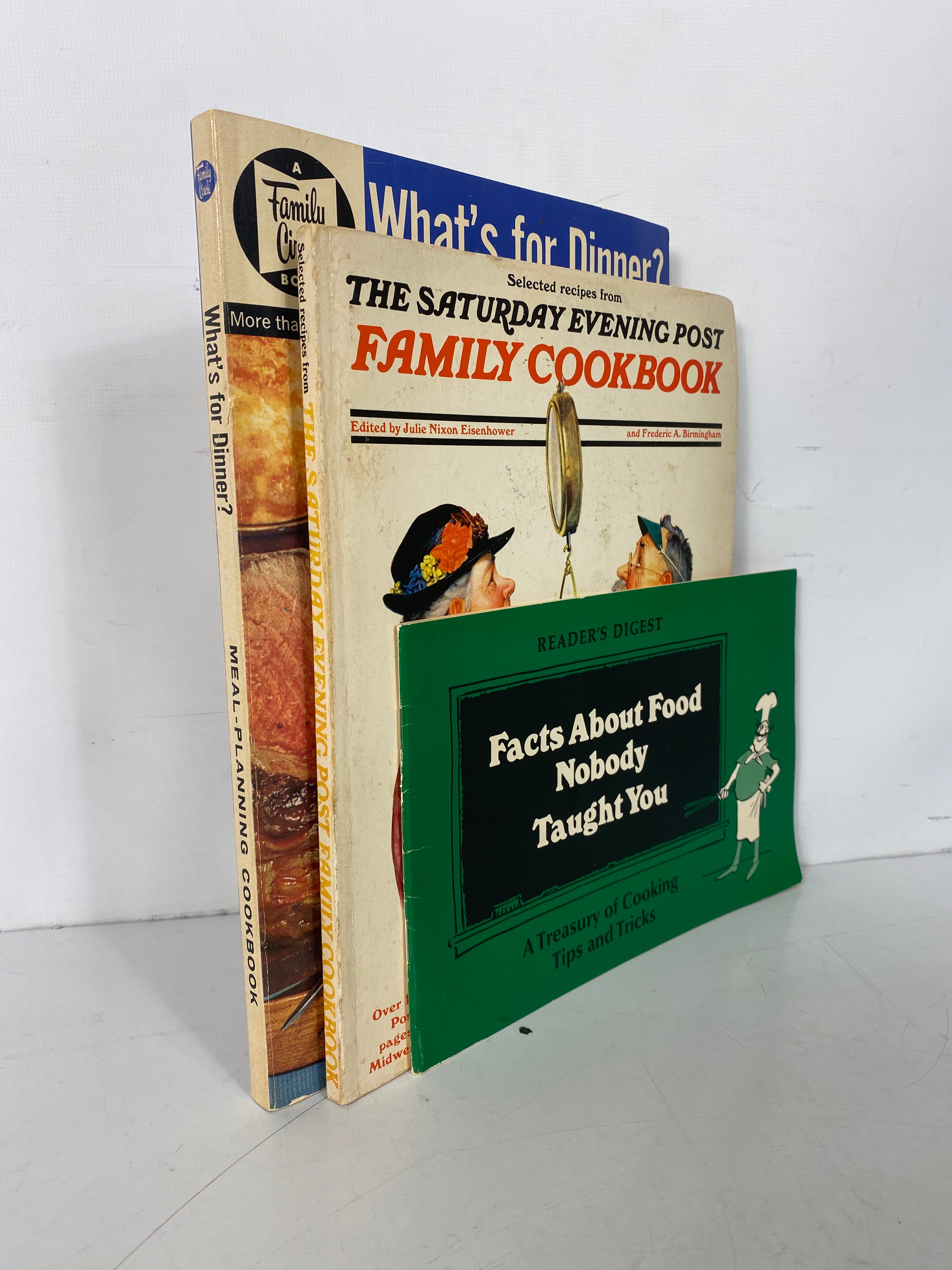 3 Vtg Cookbooks: Family Circle/Saturday Evening Post/Reader's Digest 1963-79 SC