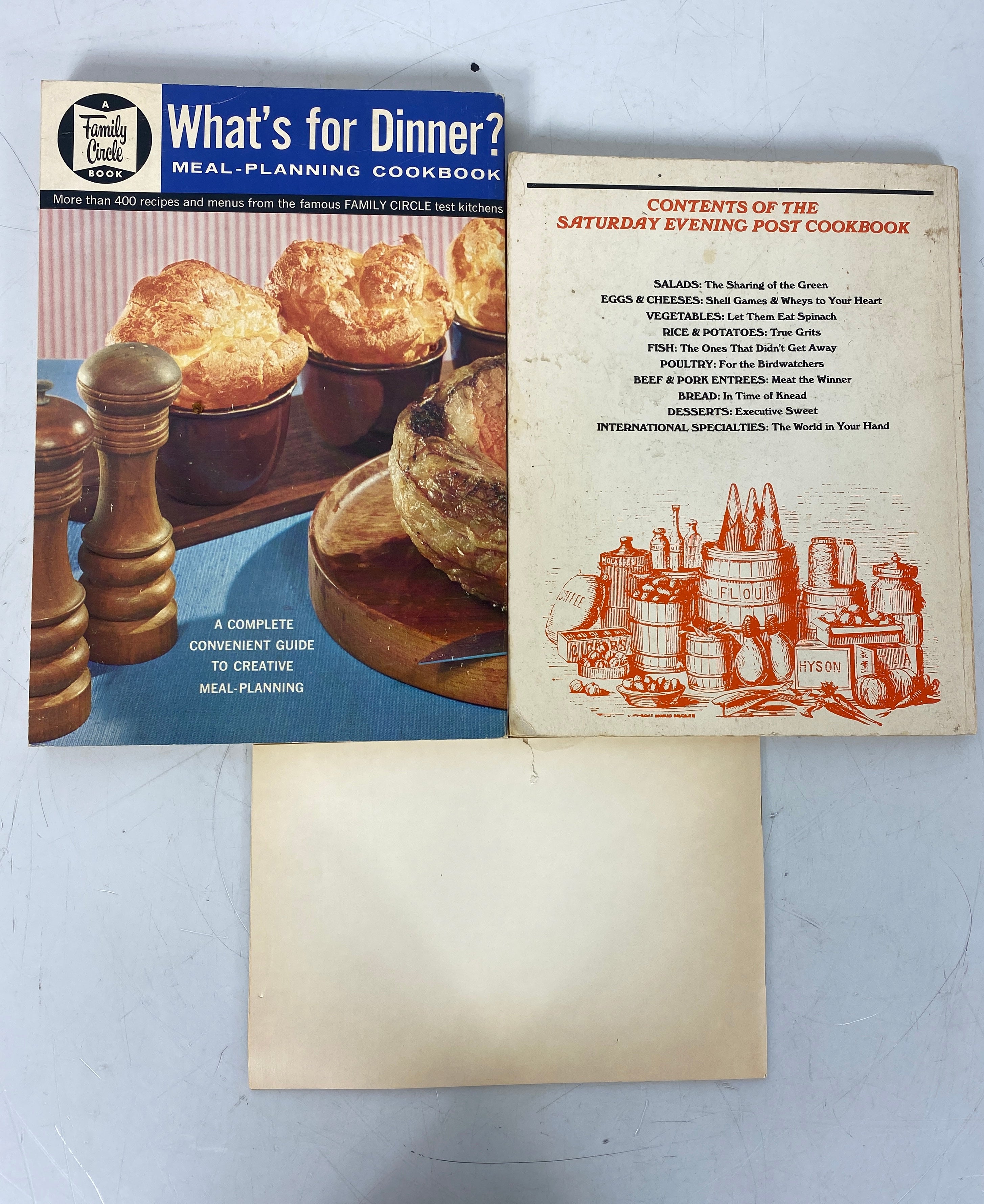 3 Vtg Cookbooks: Family Circle/Saturday Evening Post/Reader's Digest 1963-79 SC