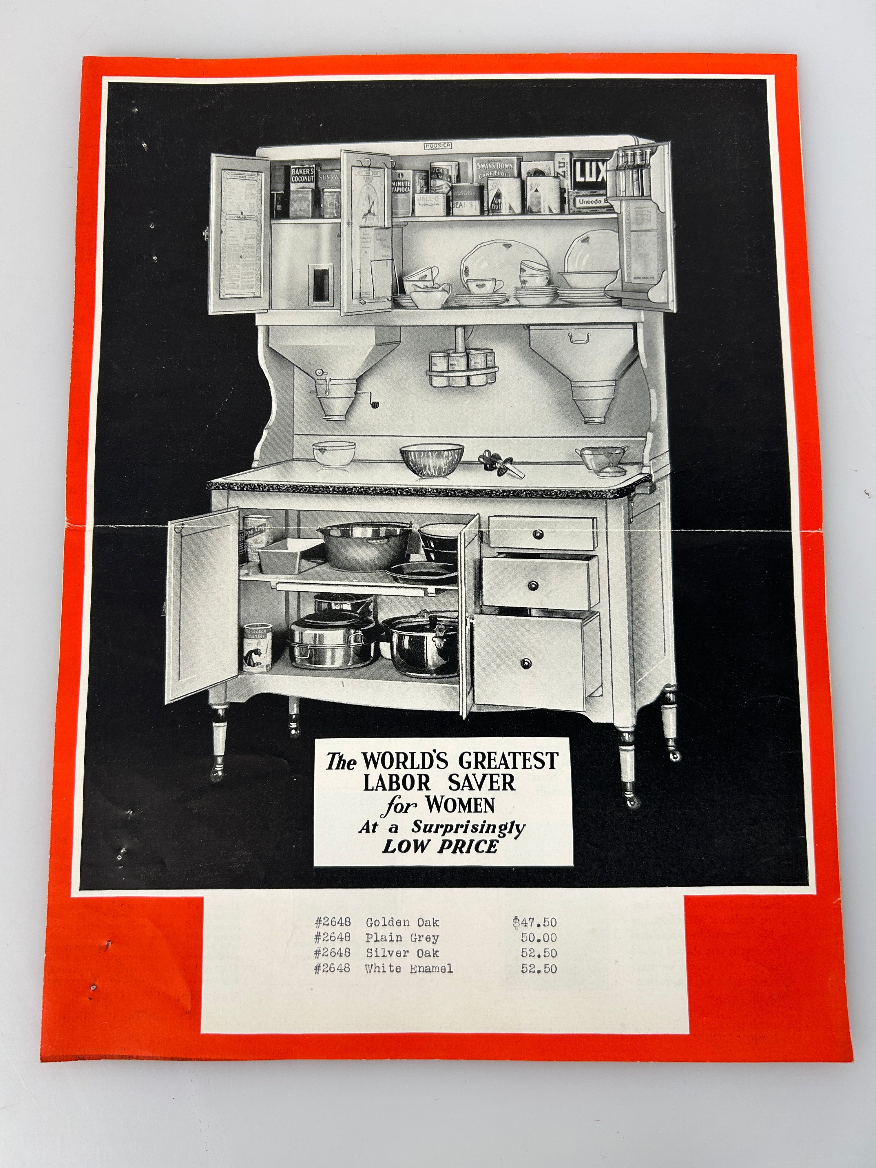 Vintage Hoosier Cabinet Ad c1920s New Four-footed Hoosier