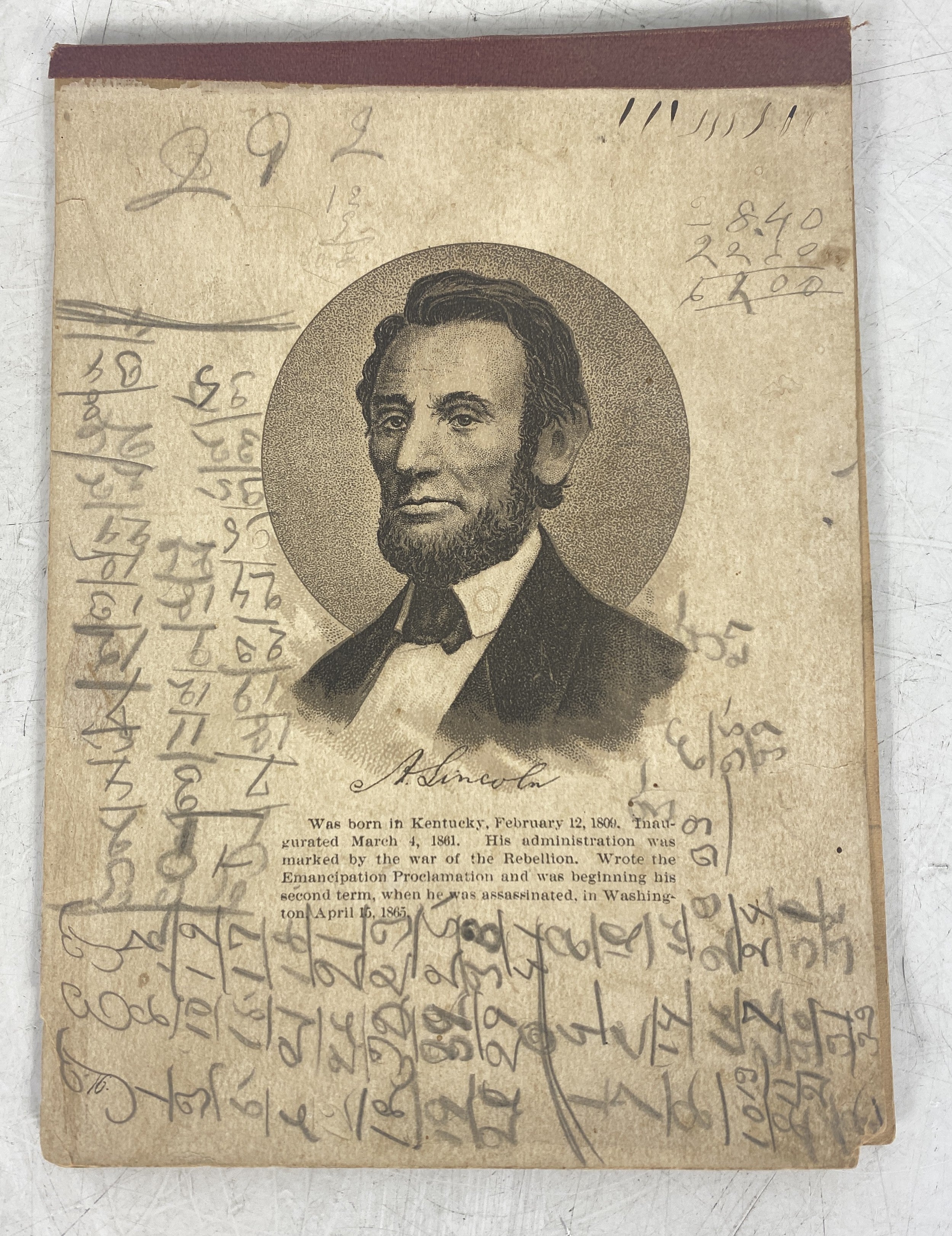 Vintage Abraham Lincoln Notepad