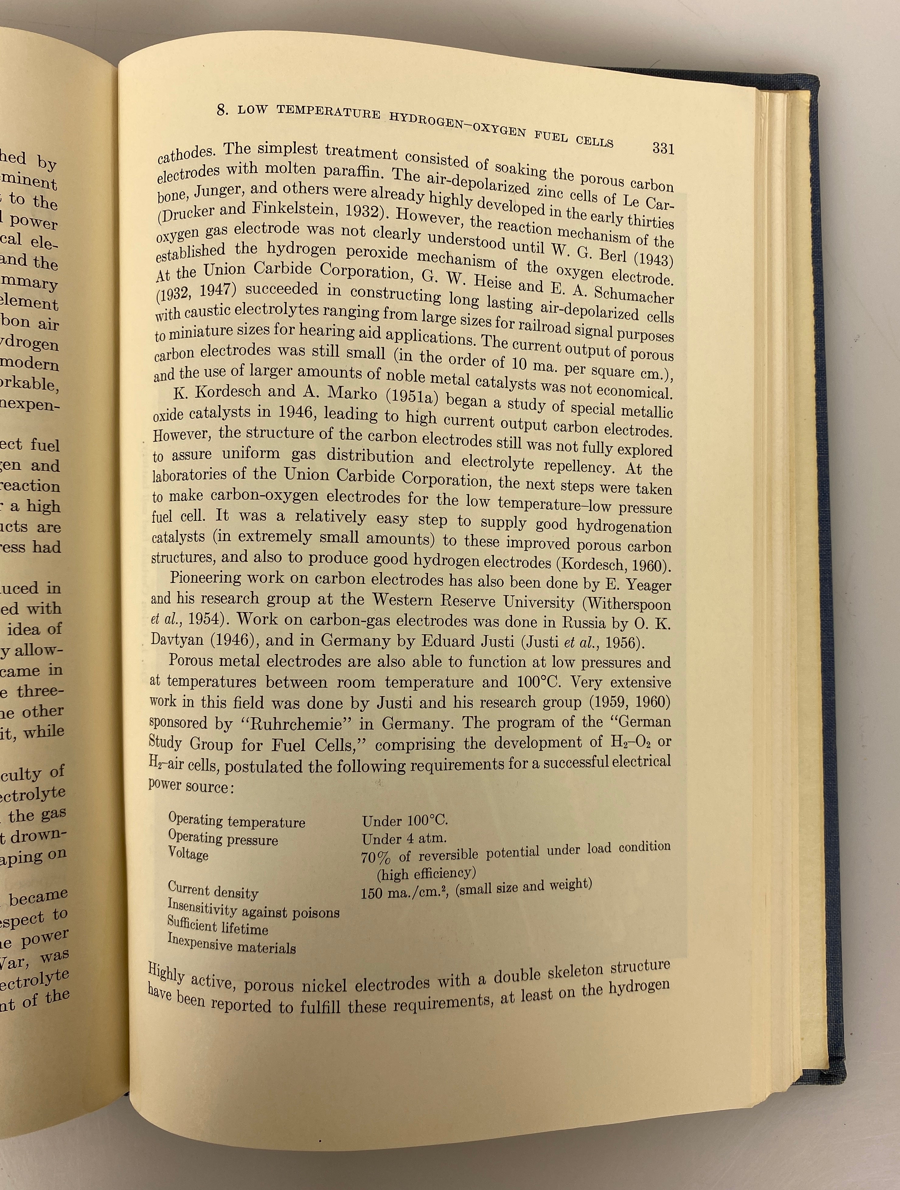 Fuel Cells by Will Mitchell 1963 Chemical Technology Vol I Ex-Library HC