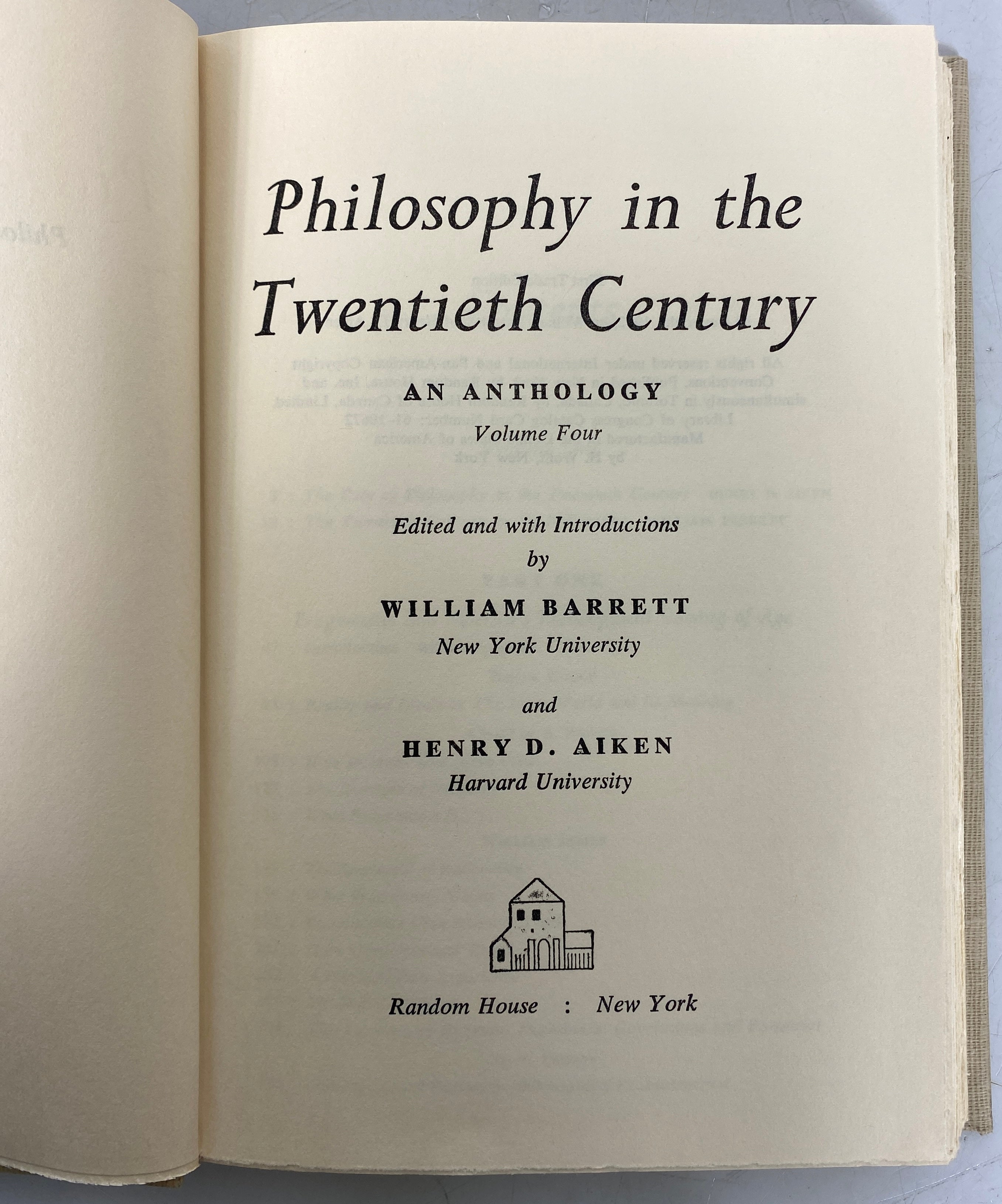 4 Vol Set: Philosophy in the Twentieth Century 1962 Barrett/Aiken 1st Trade Ed