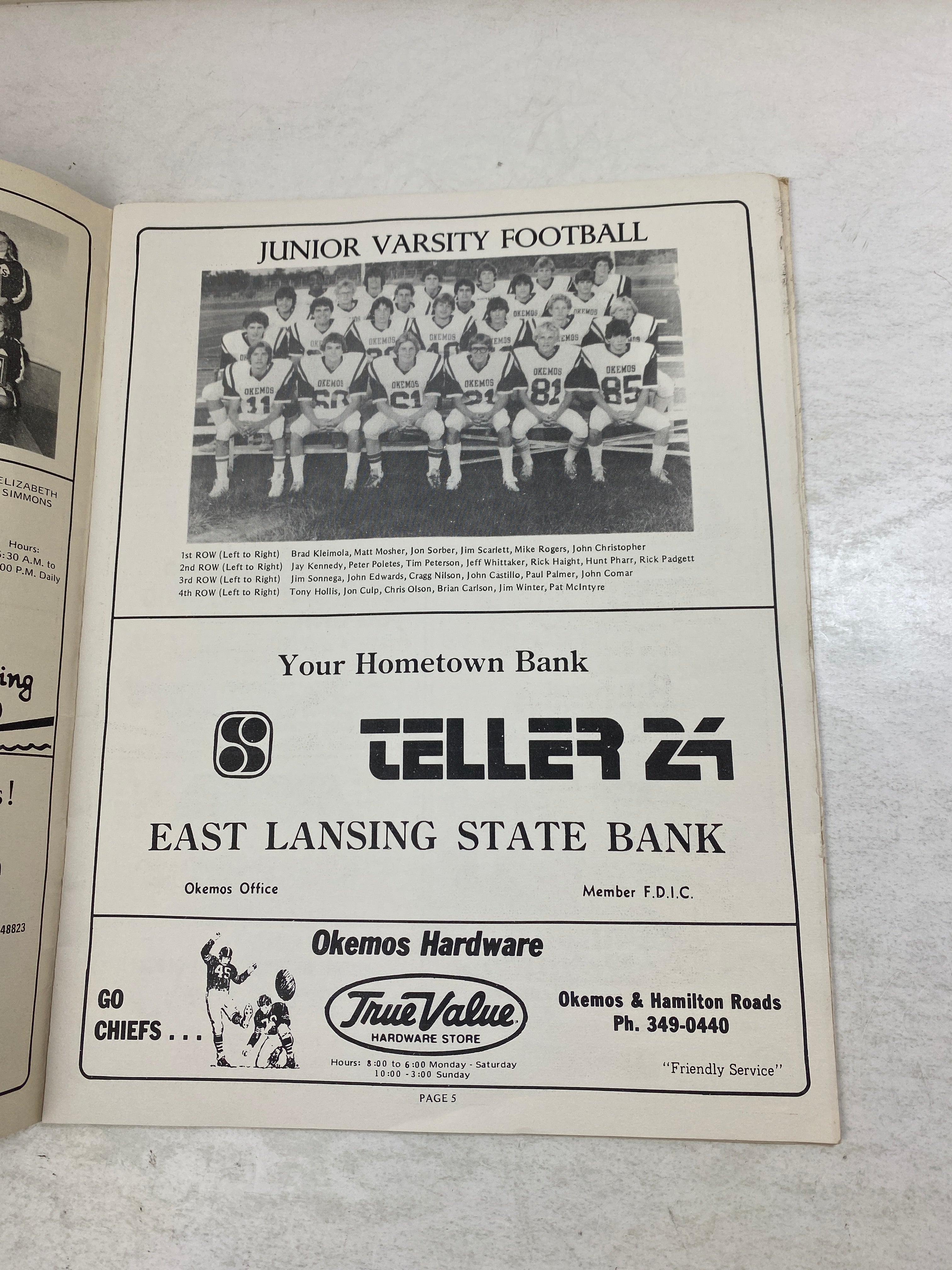 Okemos, Michigan Football Program 1981-1982 Season