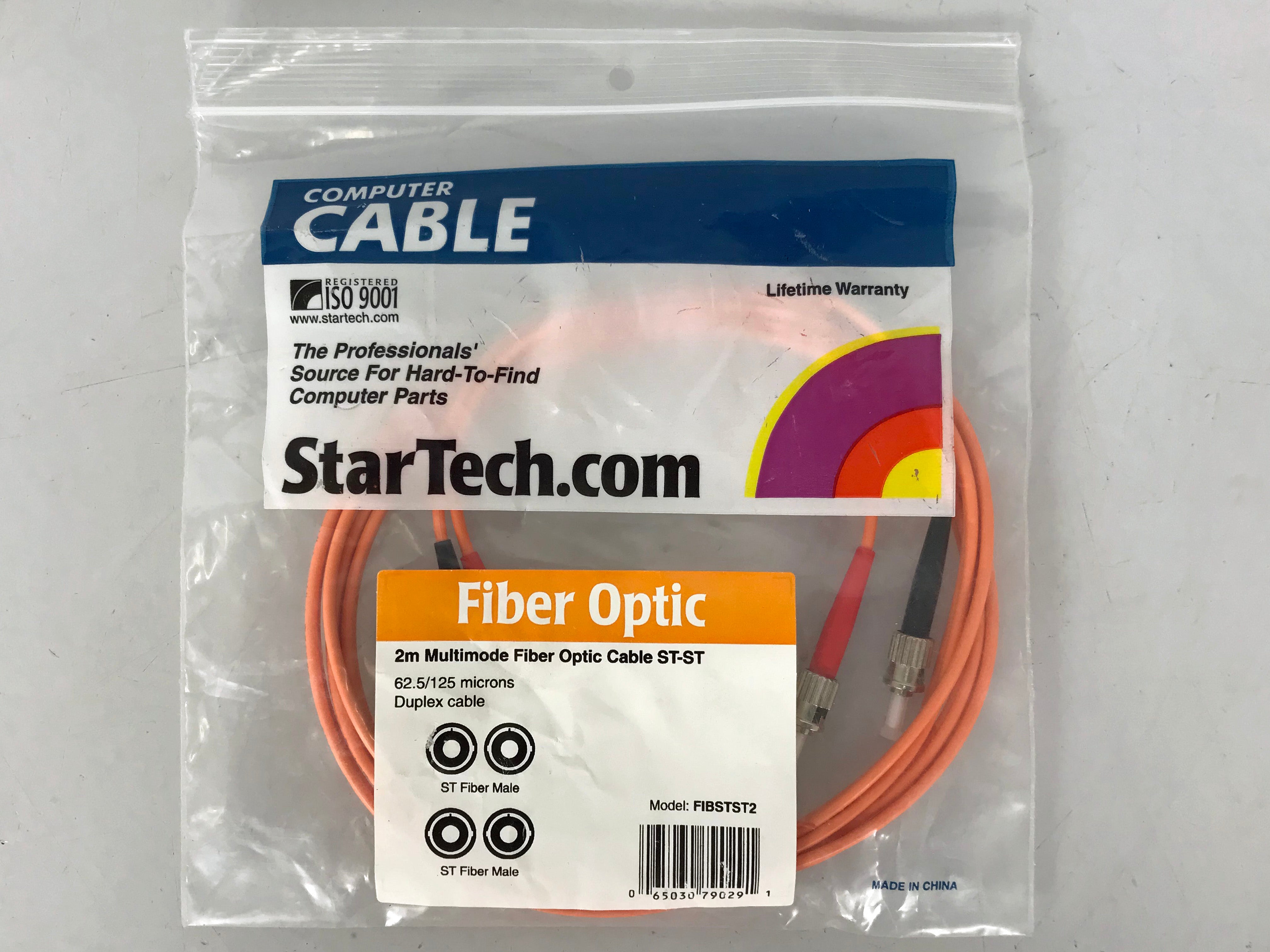 Star Tech FIBSTST2 2m Multimode Duplex 62.5/125 Fiber Optic Cable ST-ST