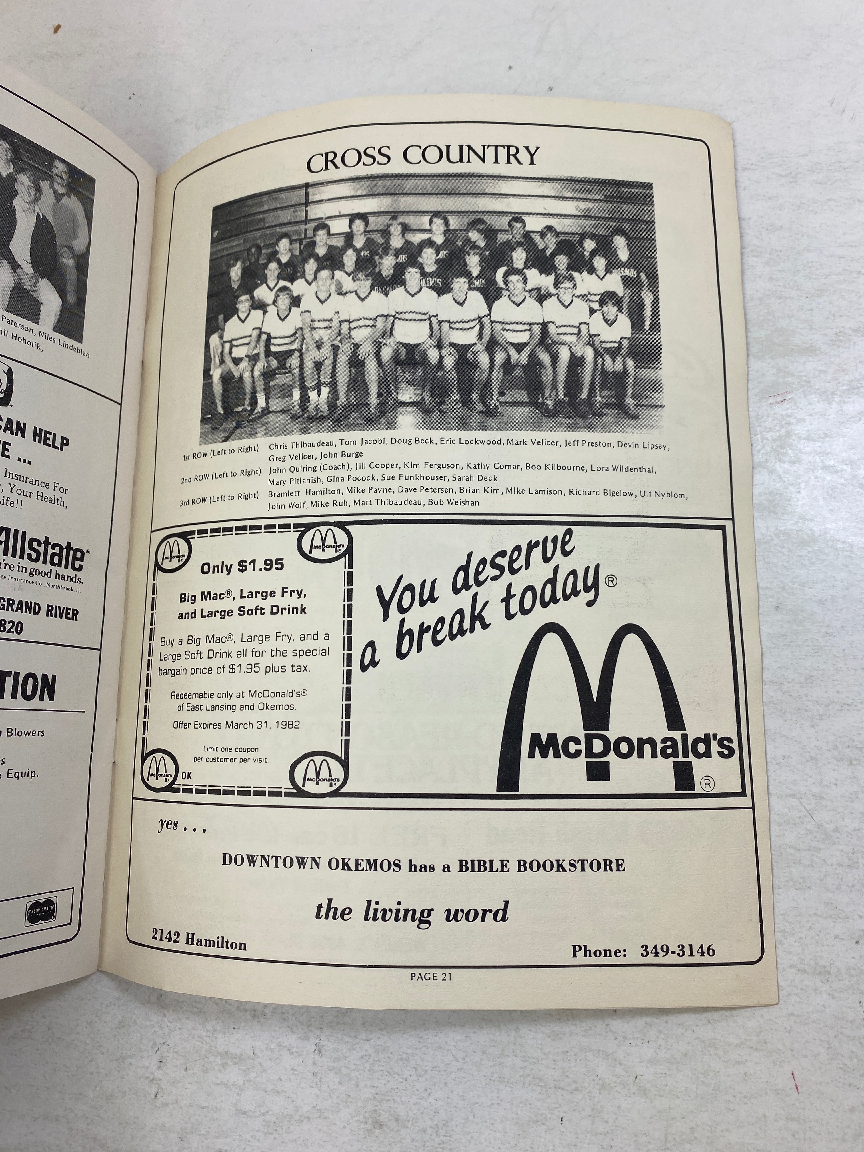 Okemos, Michigan Football Program 1981-1982 Season