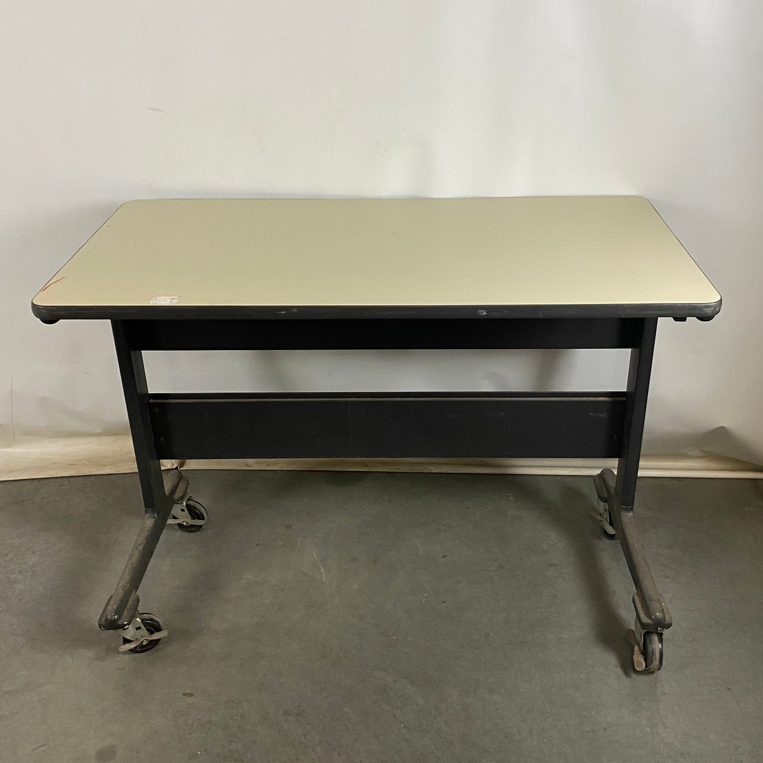 Herman Miller Beige and Black Rolling Table w/ Brakes