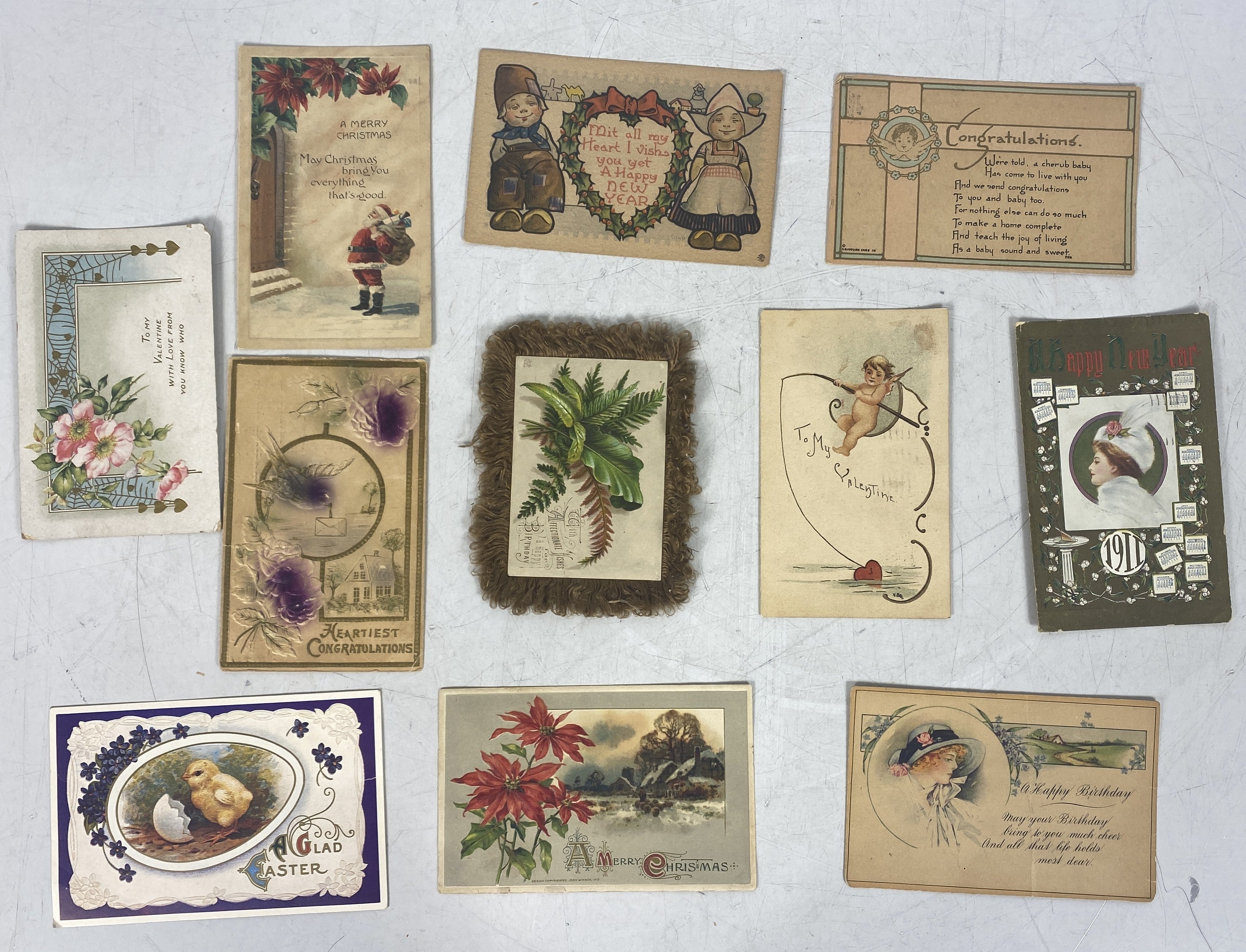 Lot of 11 Vintage Holiday Postcards 1910s