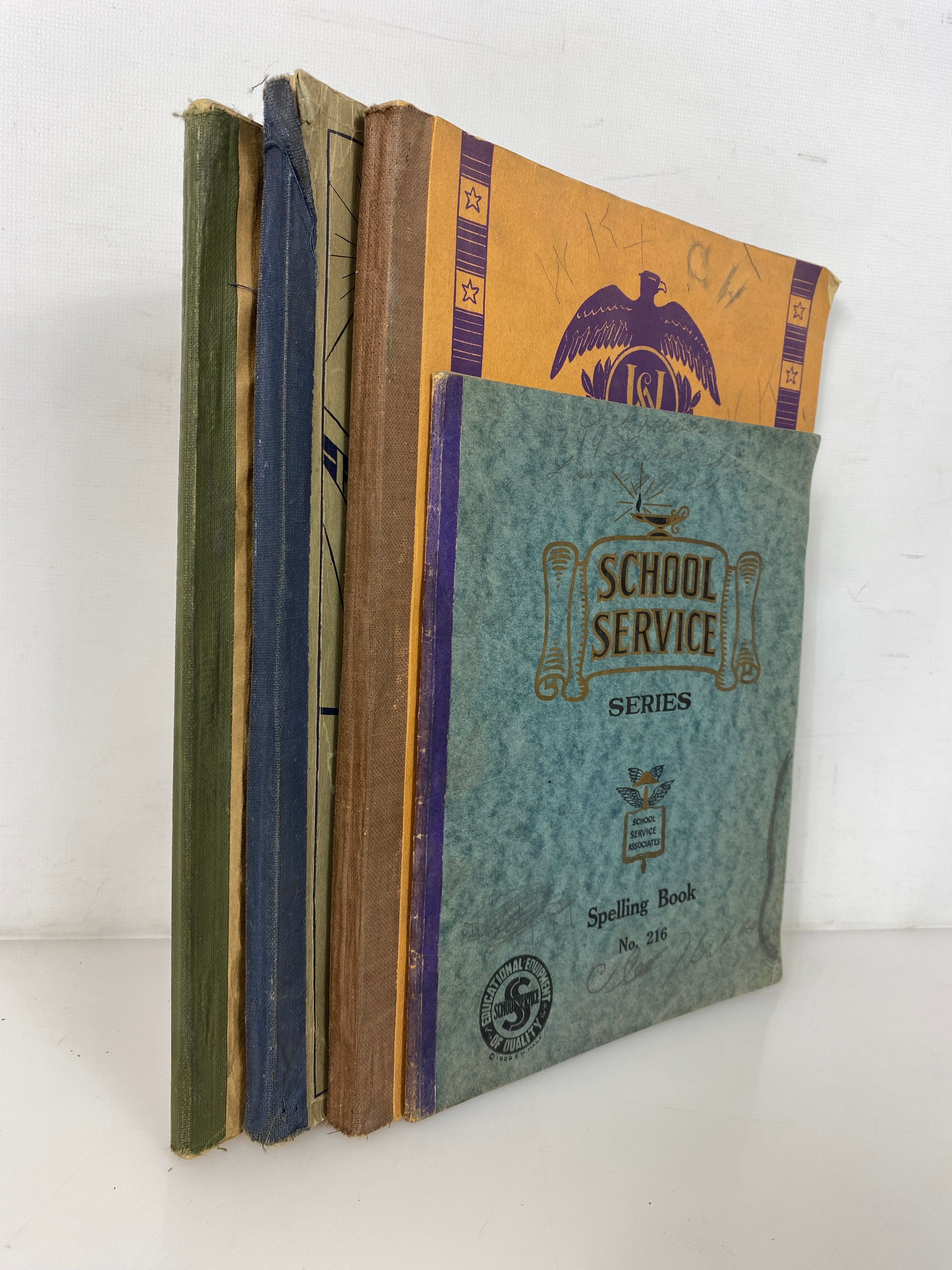 4 Vintage School Workbooks Science/Arithmetic/Citizenship/Spelling 1929-1934 SC