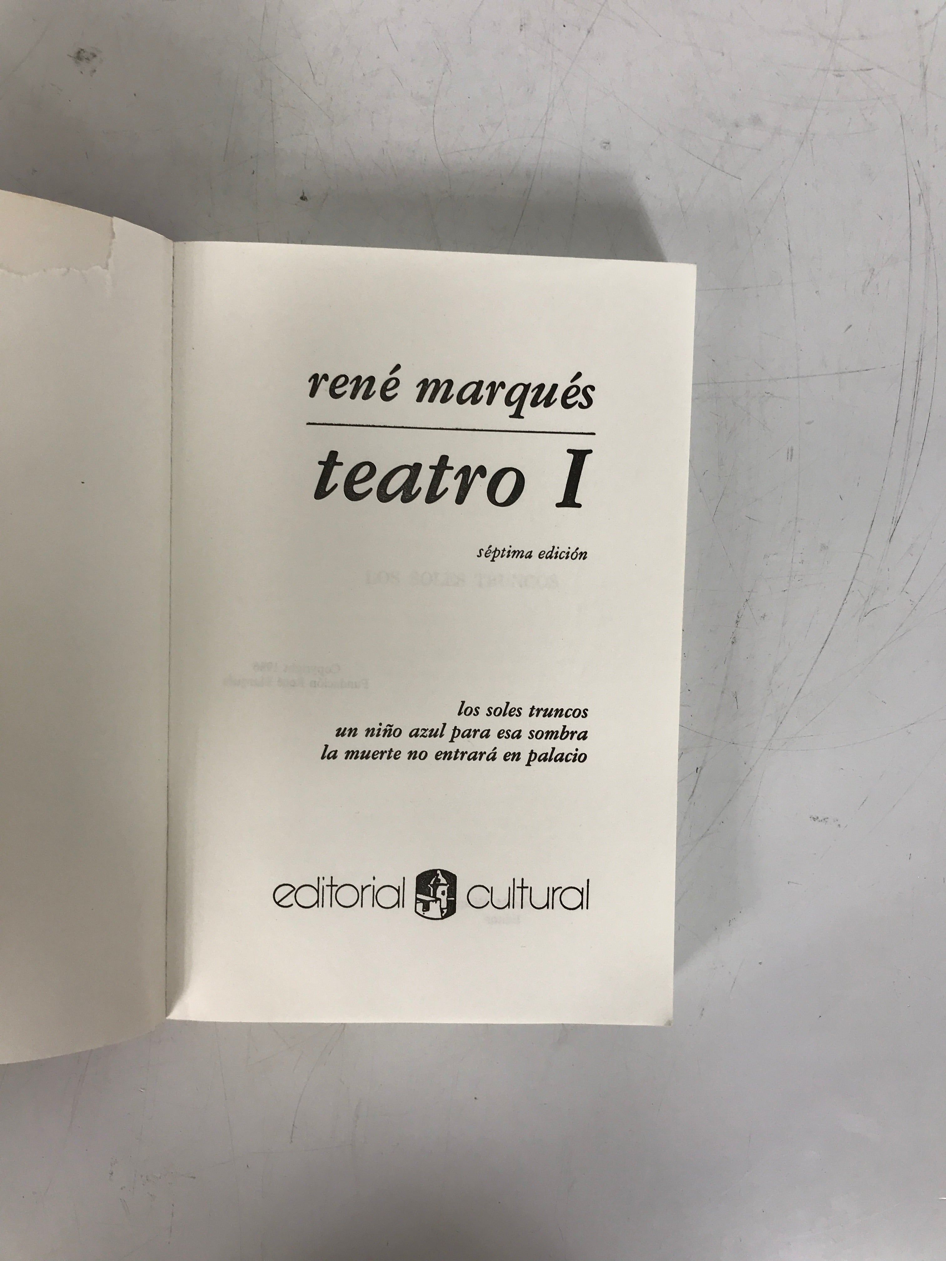 Rene Marques Teatro I 7th Edition 3 Spanish Language Plays 1986 SC