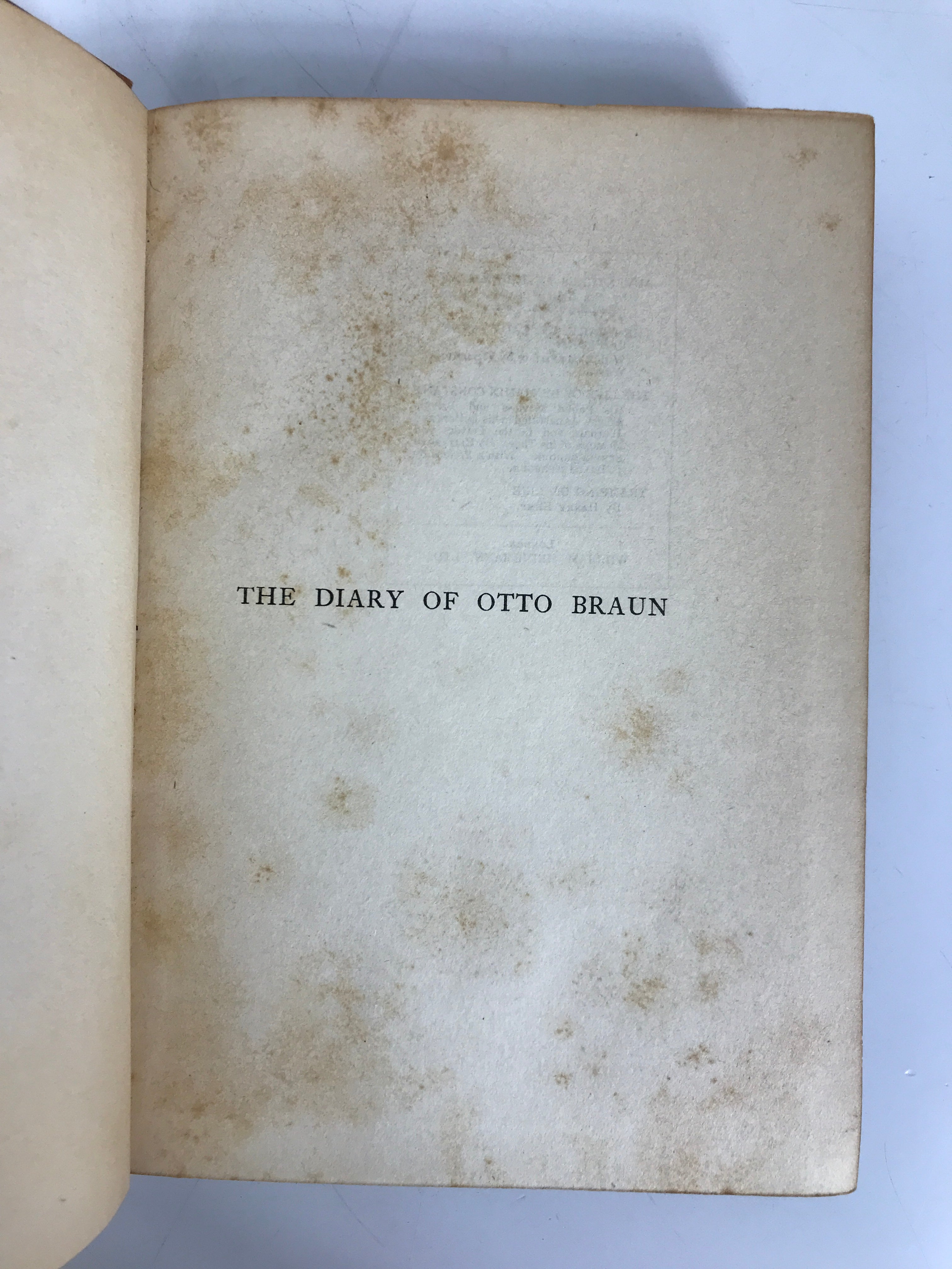 The Diary of Otto Braun Julie Vogelstein 1924 Antique HC