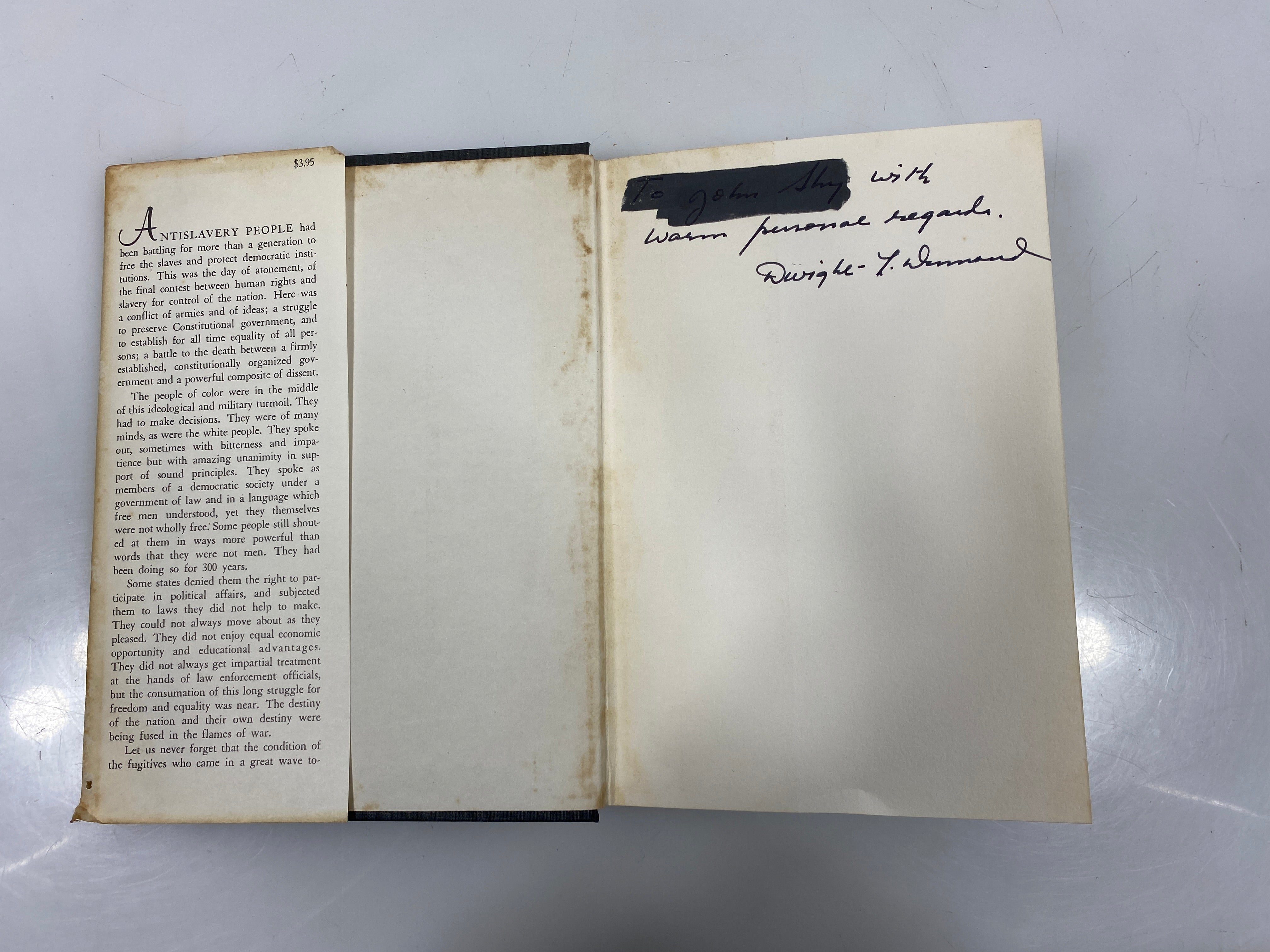 America's Shame and Redemption by Dumond 1965 HCDJ *Signed*