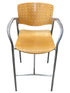 Wooden Seat Metal Frame Tall Chair