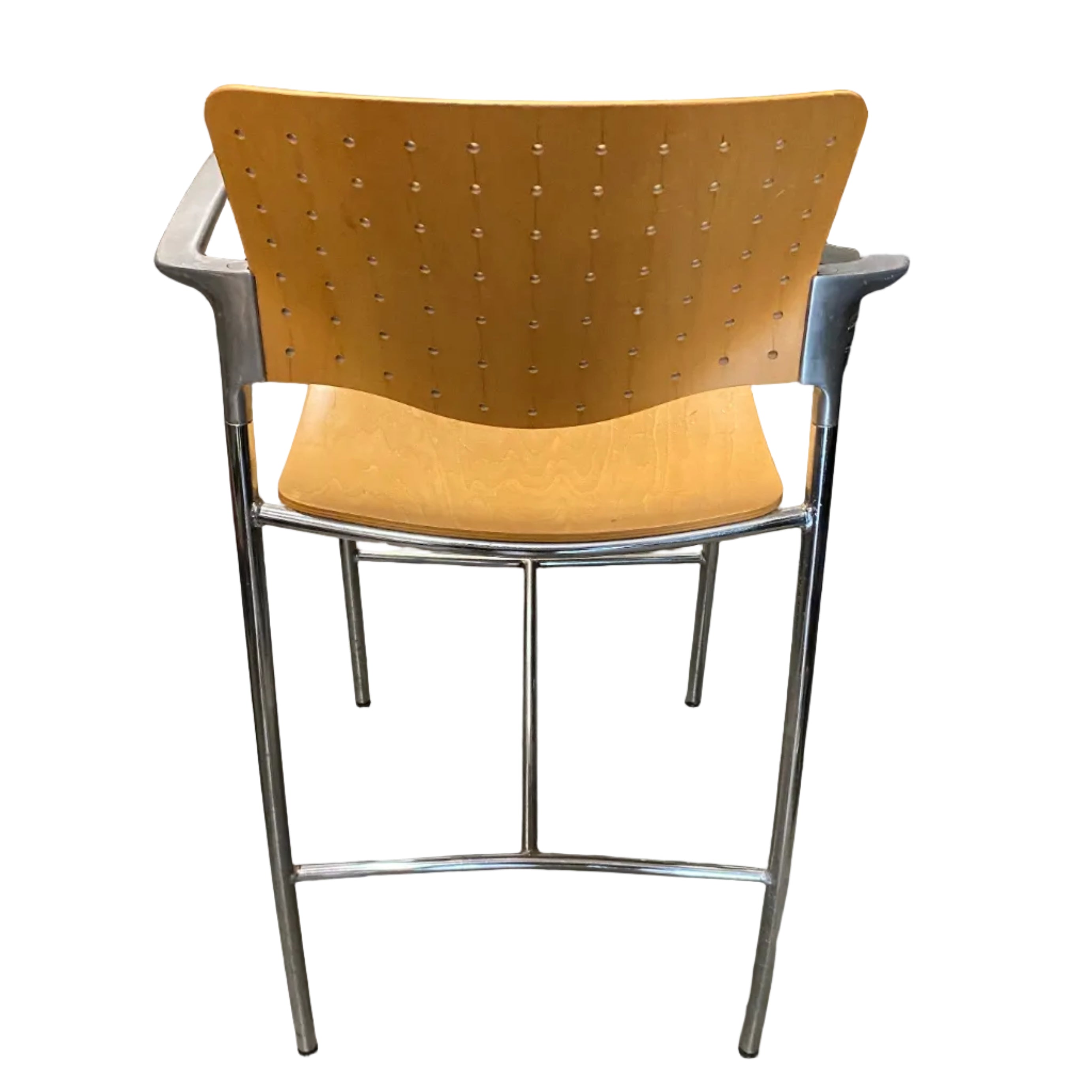 Wooden Seat Metal Frame Tall Chair