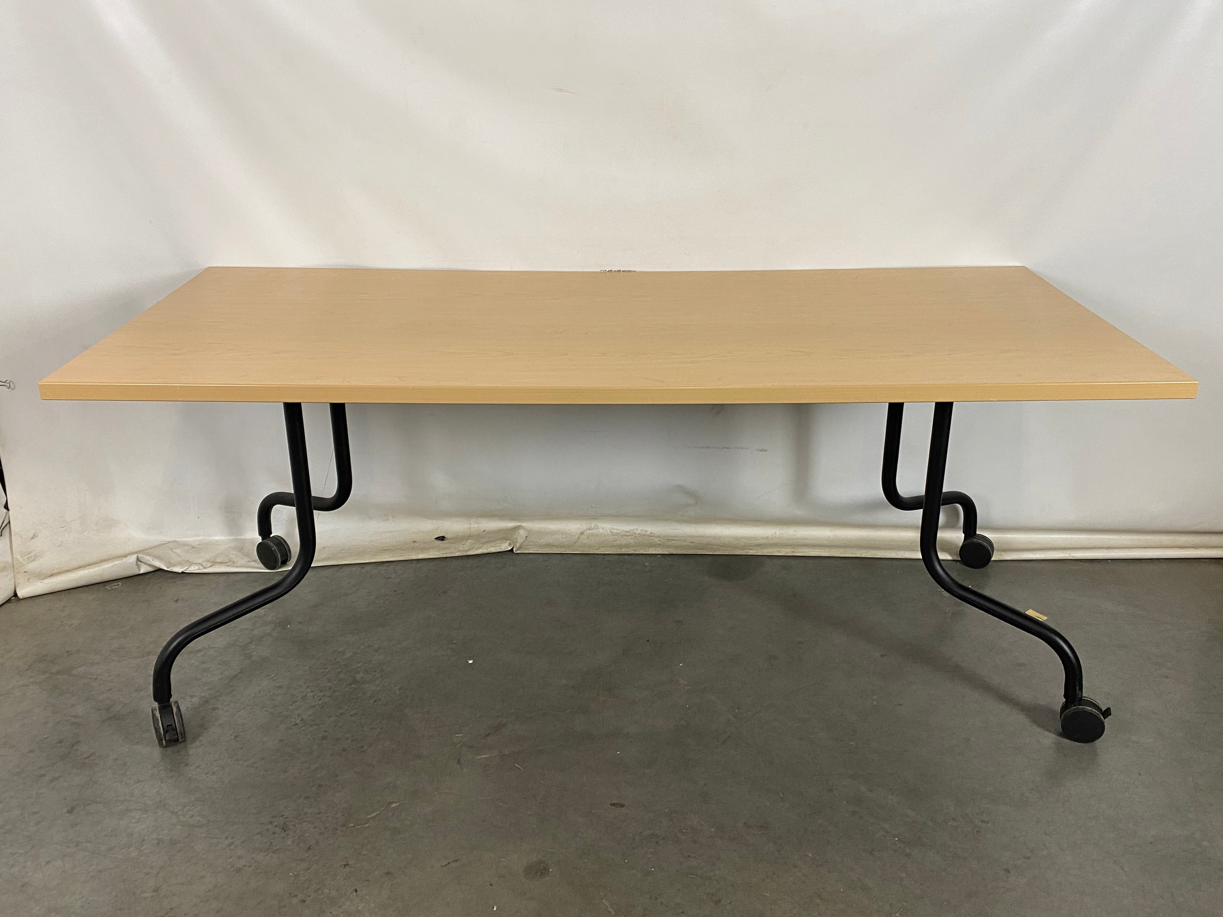 Light Woodgrain Laminate Table w/ Casters