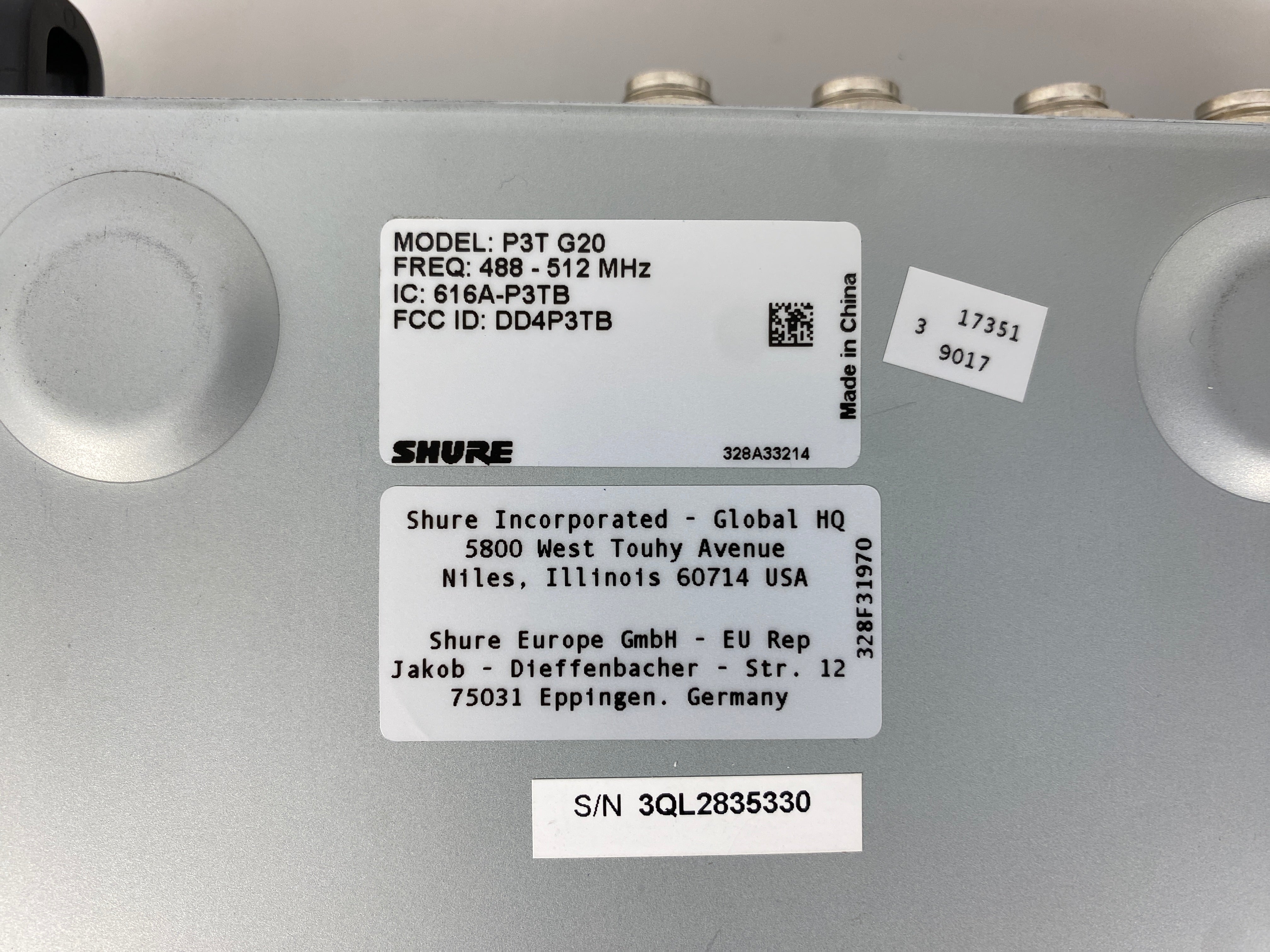 Shure P3T G20 PSM300 Wireless Transmitter
