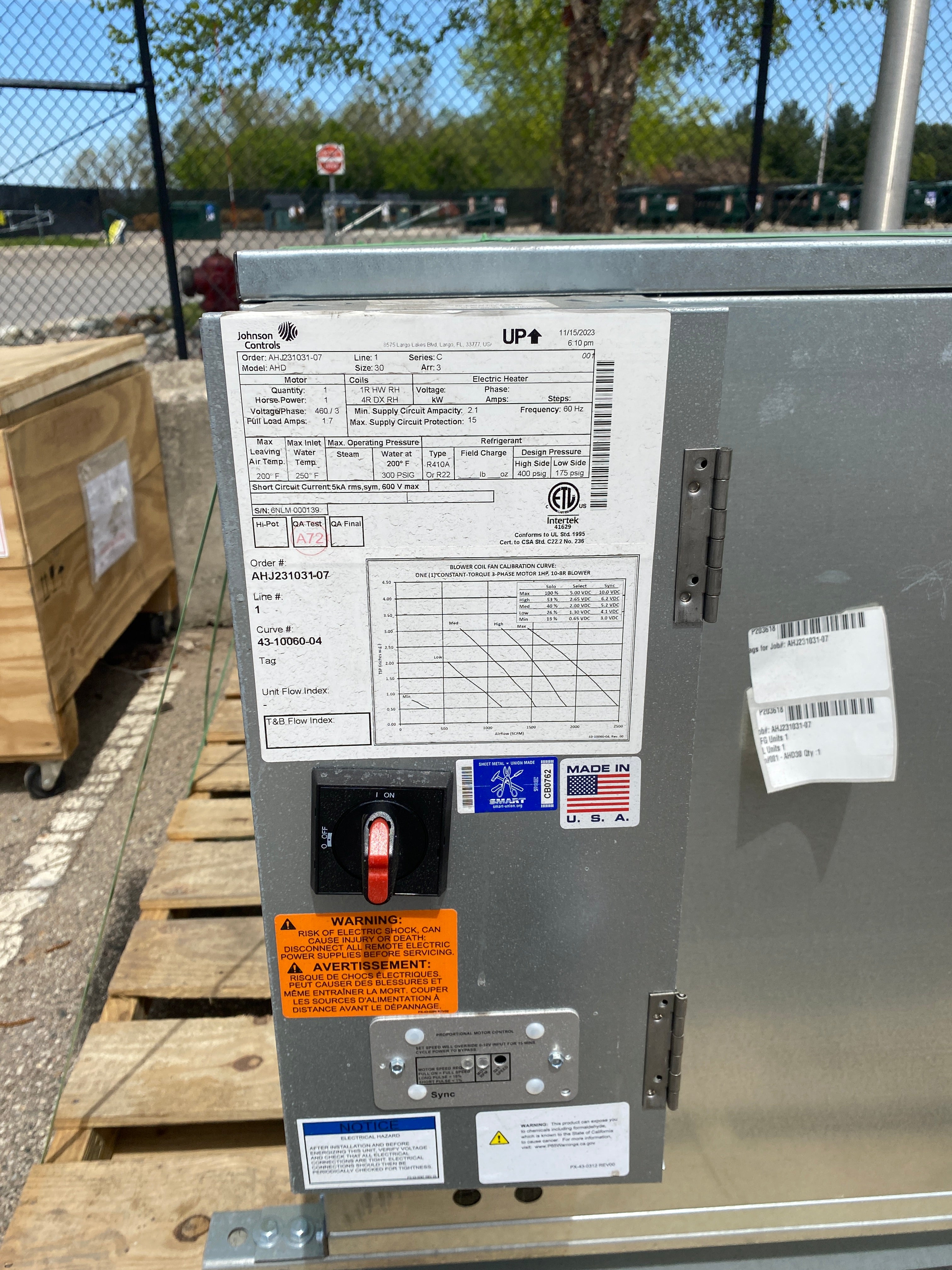 Johnson Controls #AHD Direct Drive Blower Coil Unit