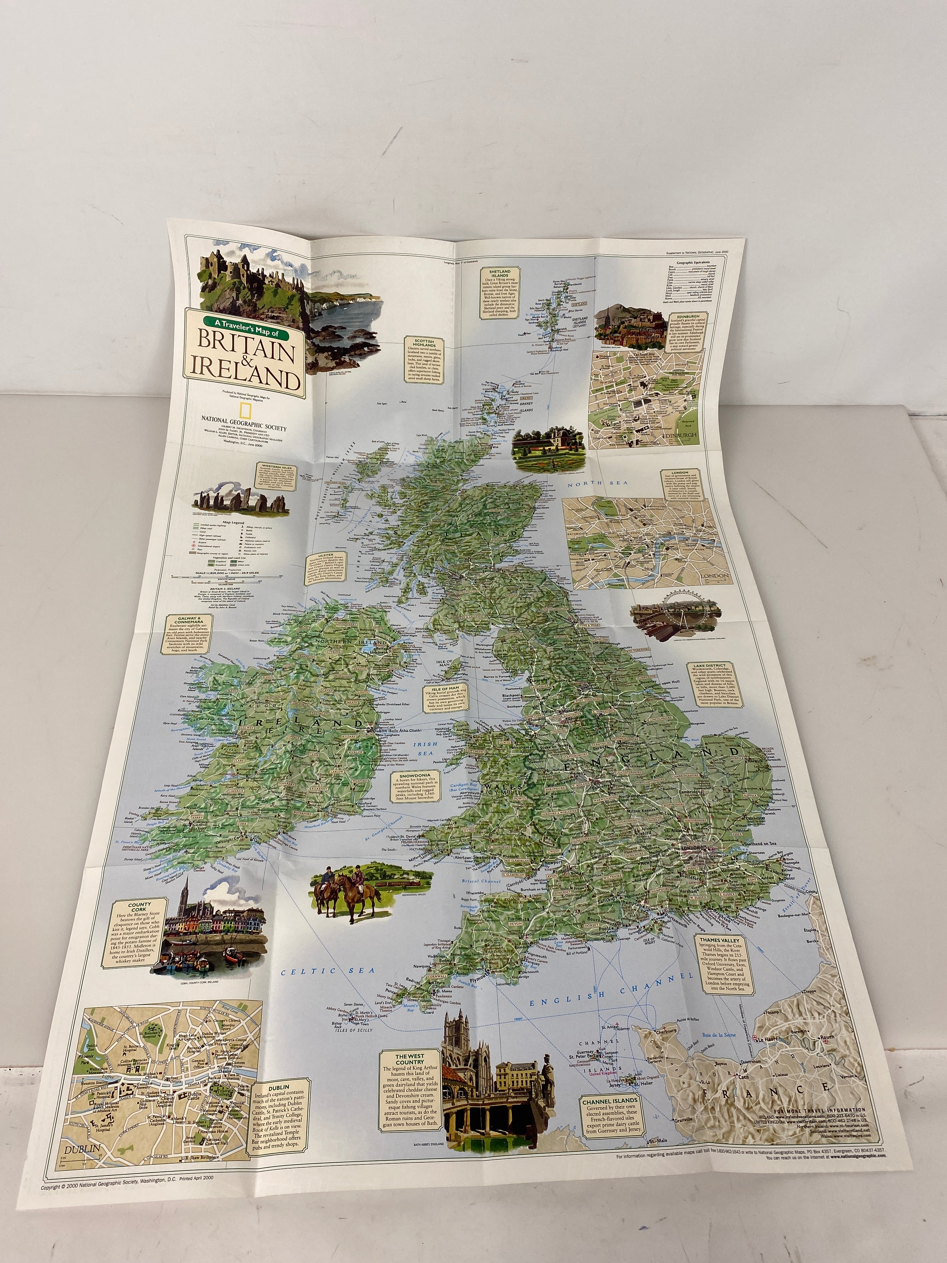 Lot of 3 Maps: Ireland Ordnance Survery/AAA & Nat Geo Britain and Ireland