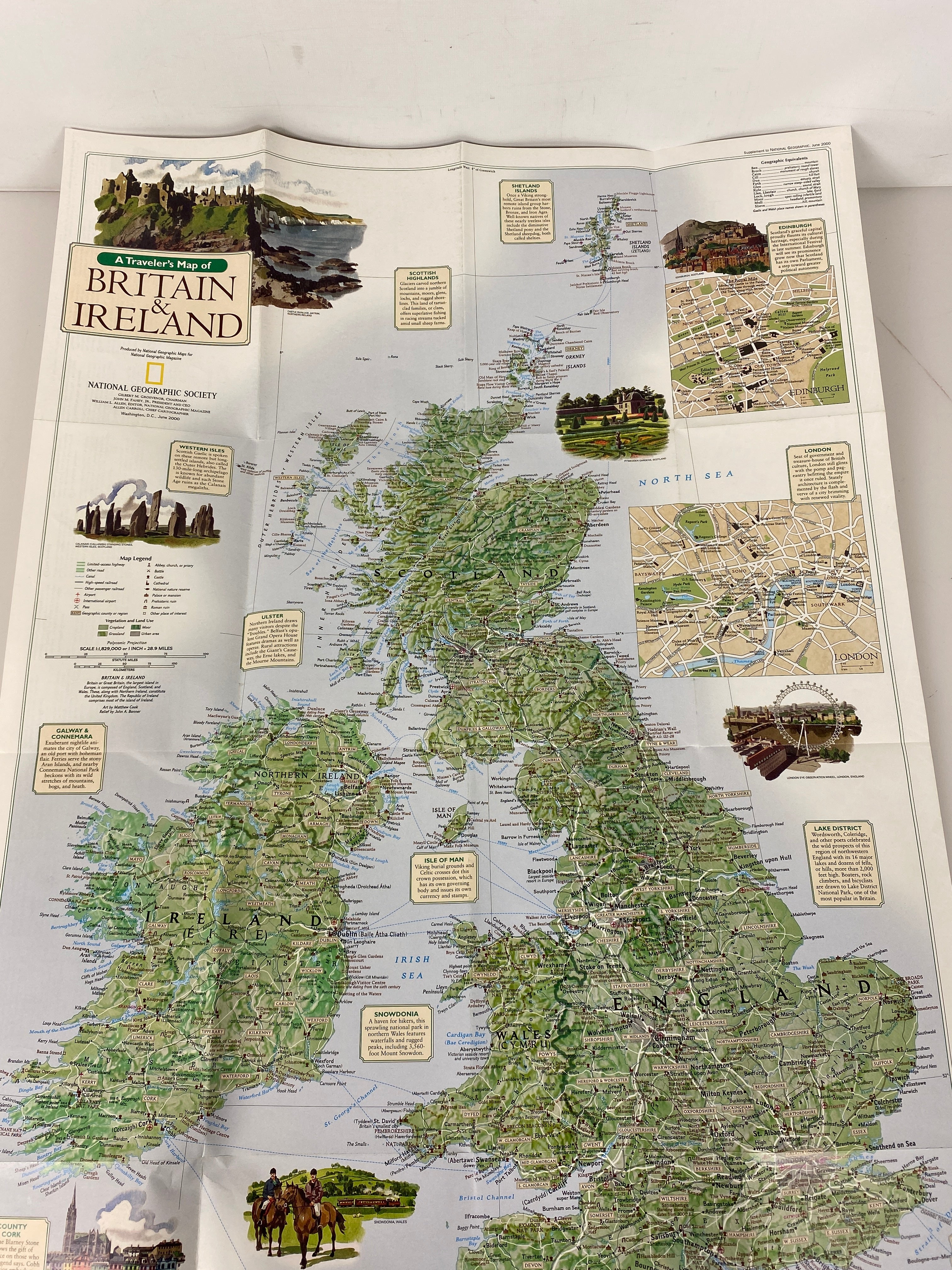 Lot of 3 Maps: Ireland Ordnance Survery/AAA & Nat Geo Britain and Ireland