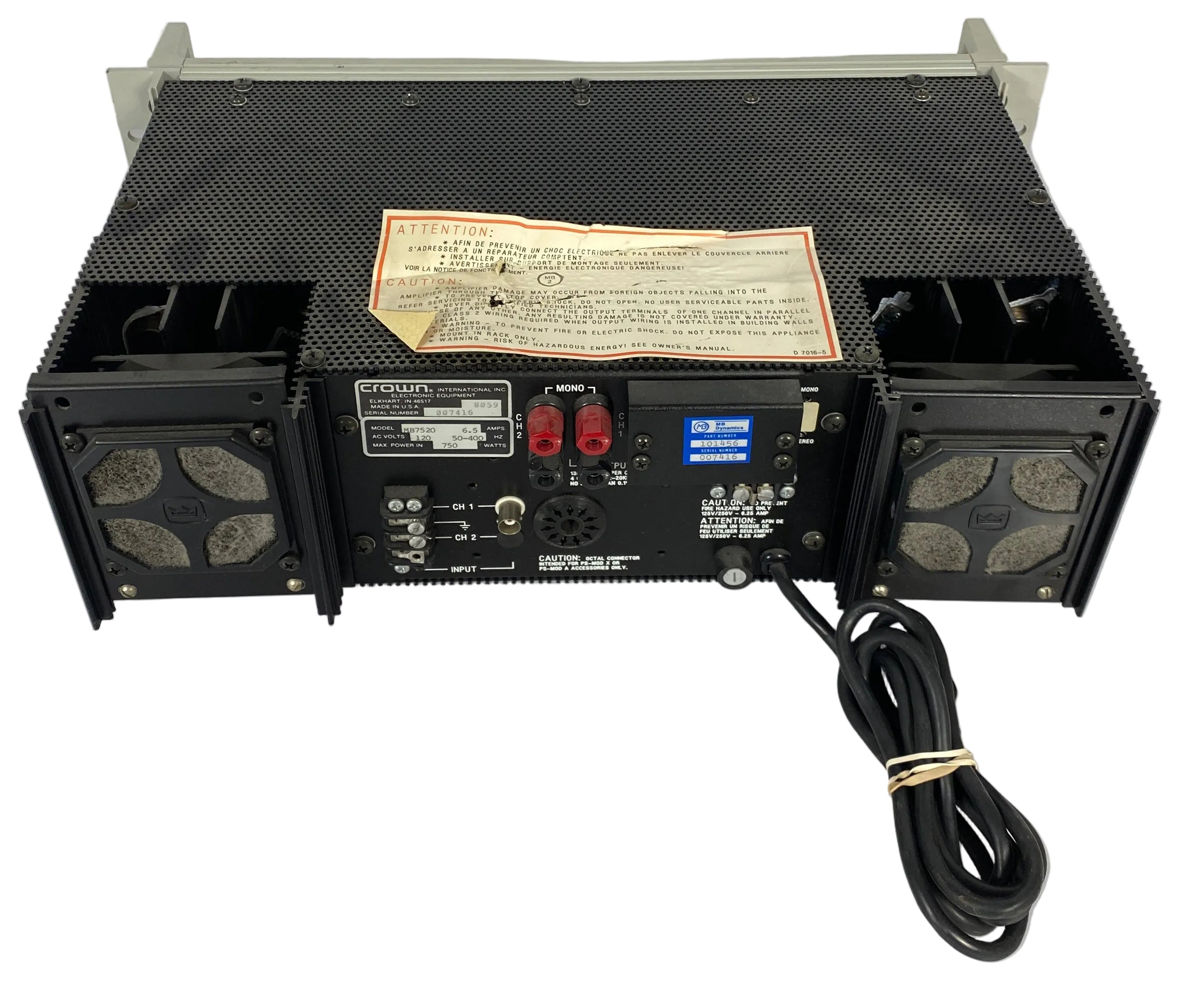 MB Dynamics Model SS250 Amplifier