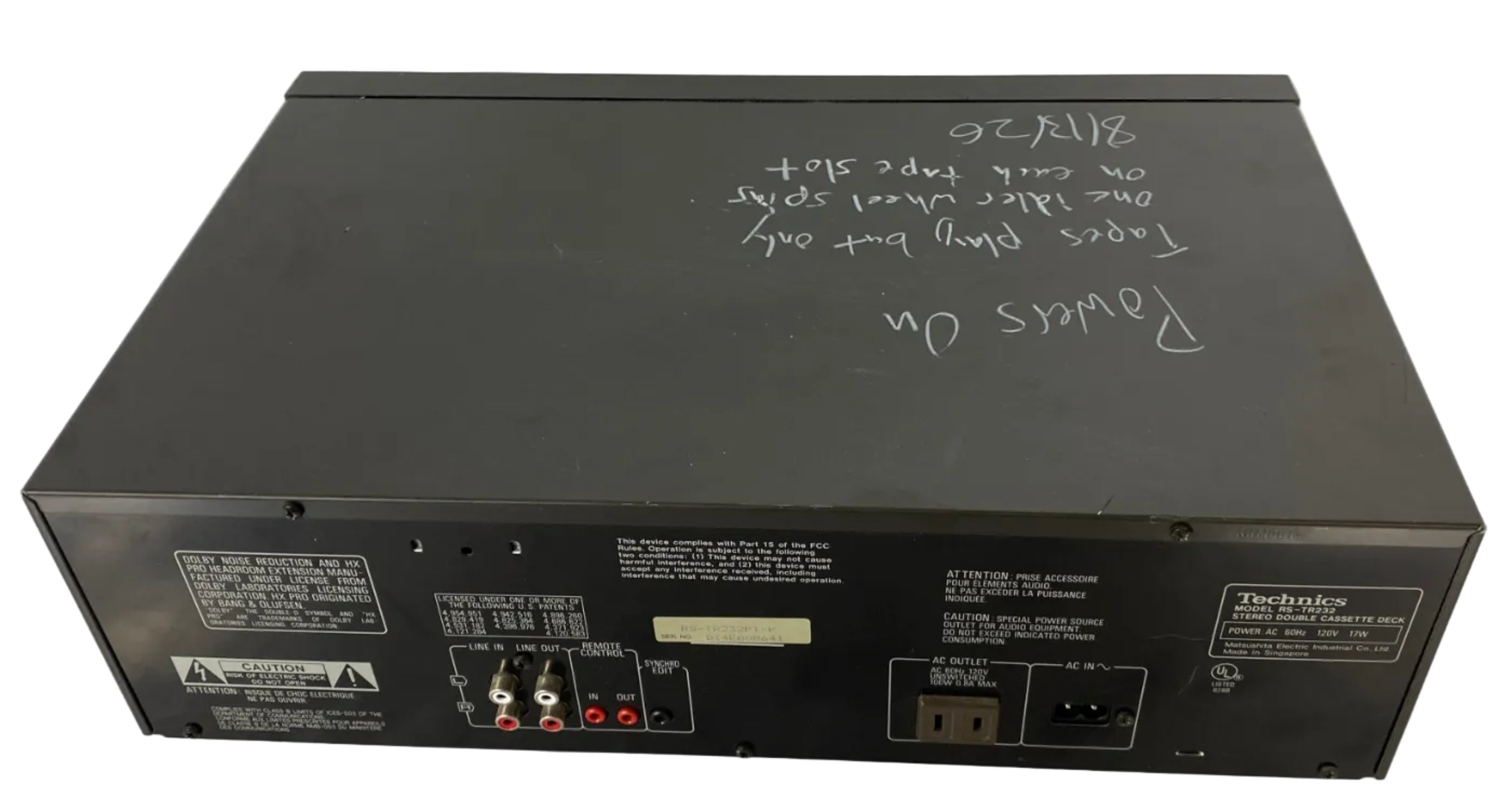 Technics RS-TR232 Stereo Double Cassette Deck *Powers on*
