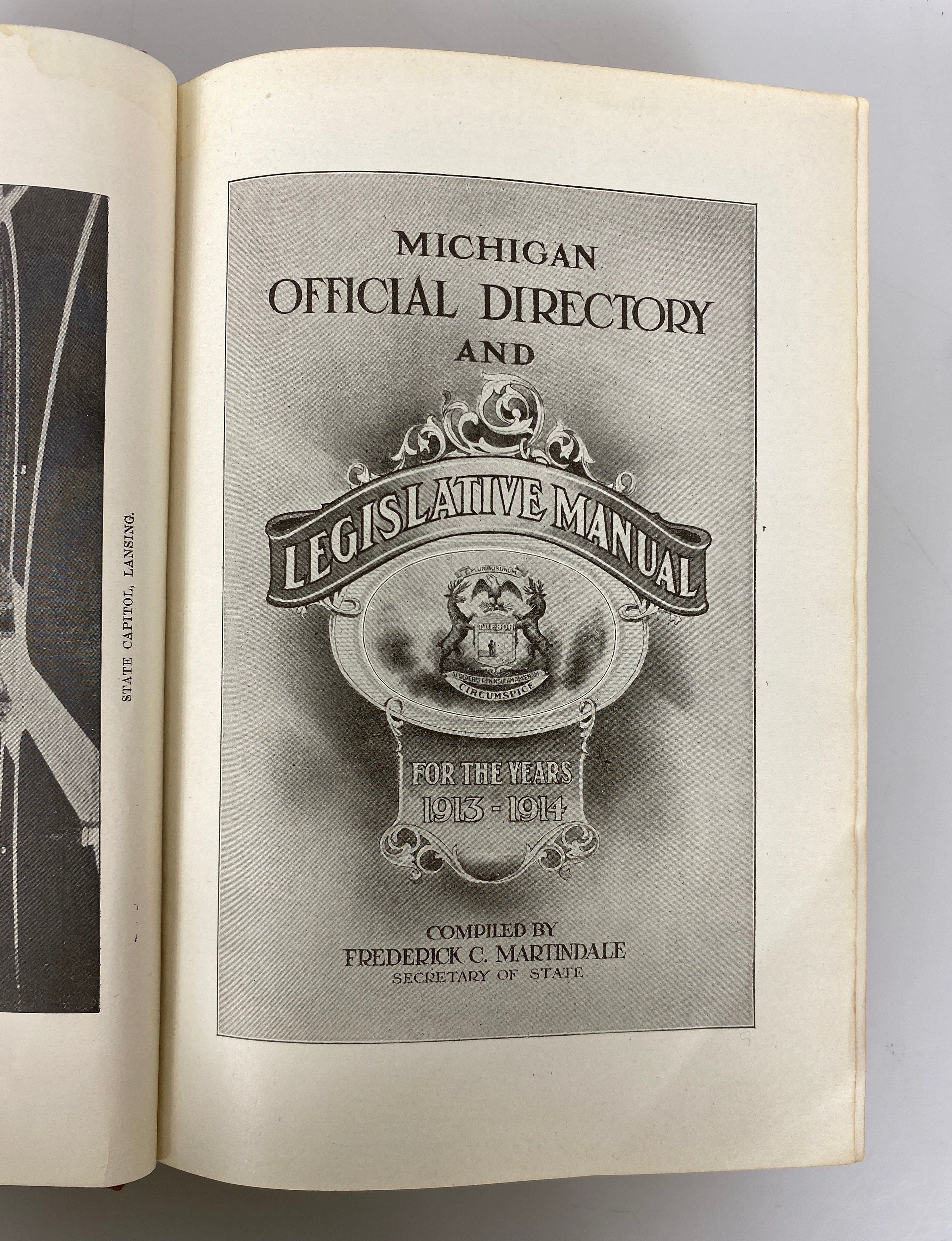 Michigan Manual Official Directory and Legislative Manual 1913 Antique HC