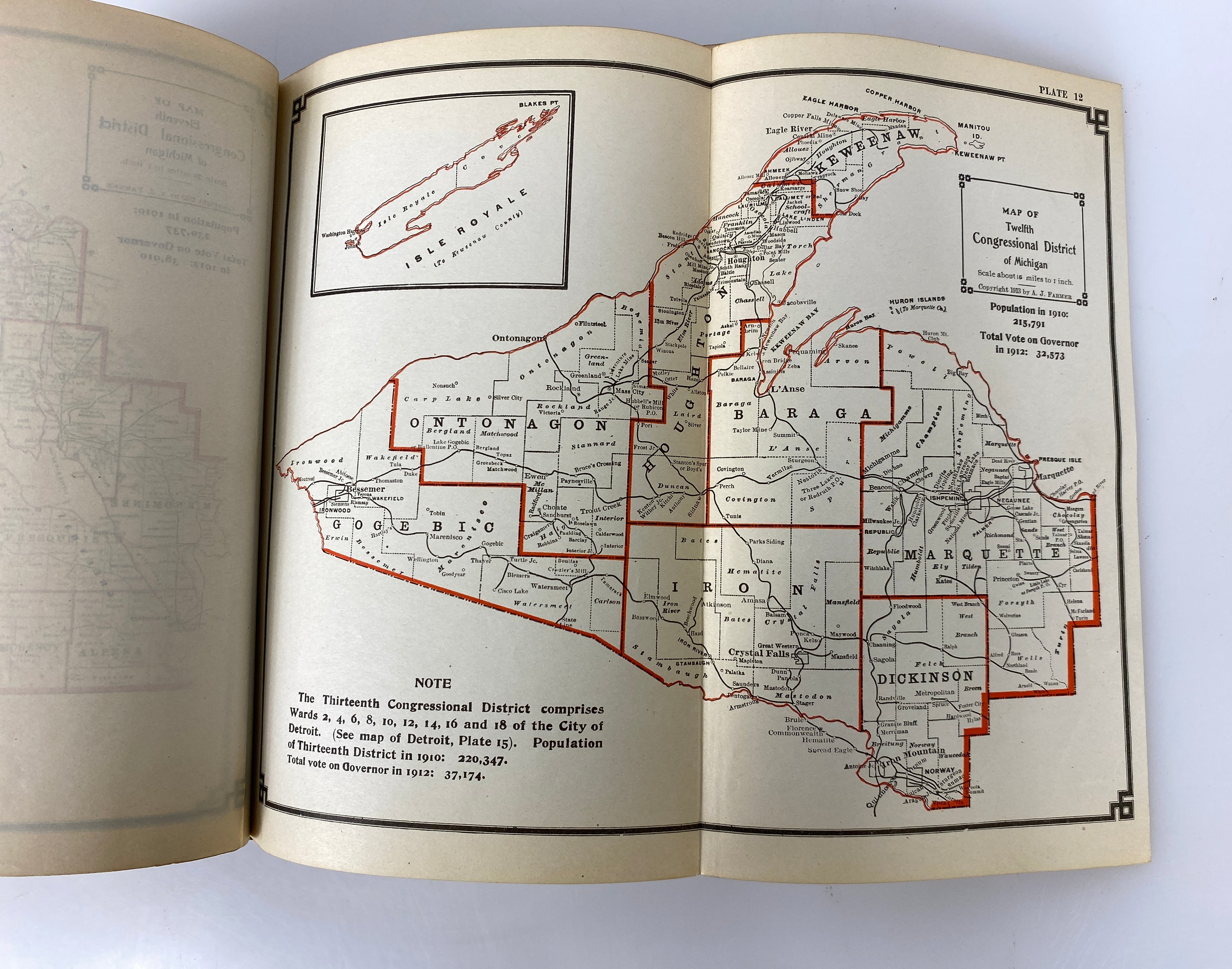Michigan Manual Official Directory and Legislative Manual 1913 Antique HC