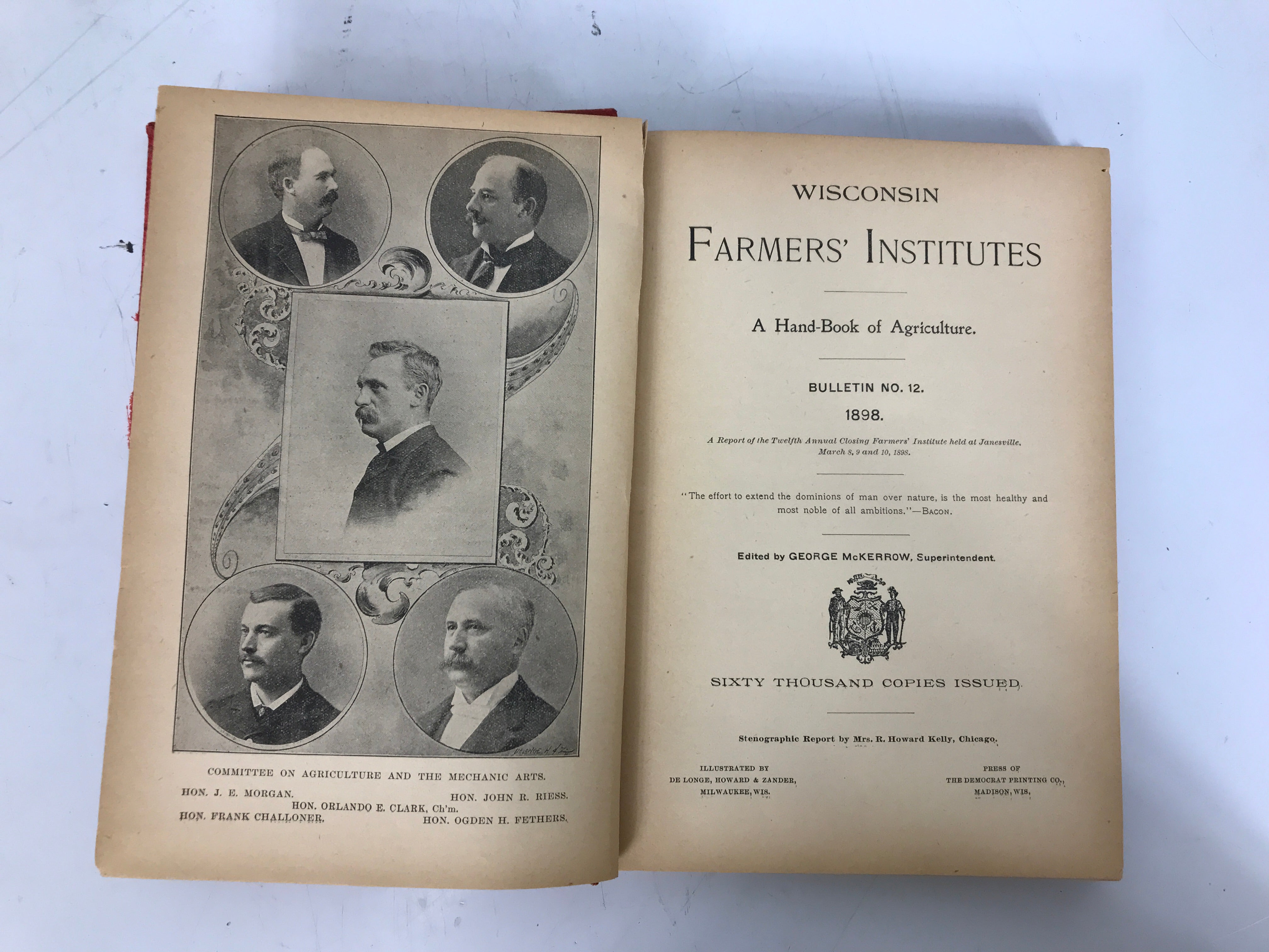 2 Vols: Wisconsin Farmers' Institutes Bulletins 12/16 1898-1902 HC