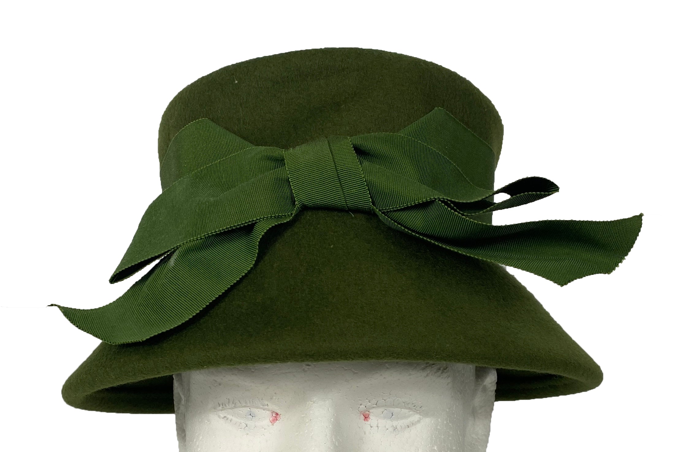 Vintage Ritz Henry Pollack Green Wool Bonnet Hat