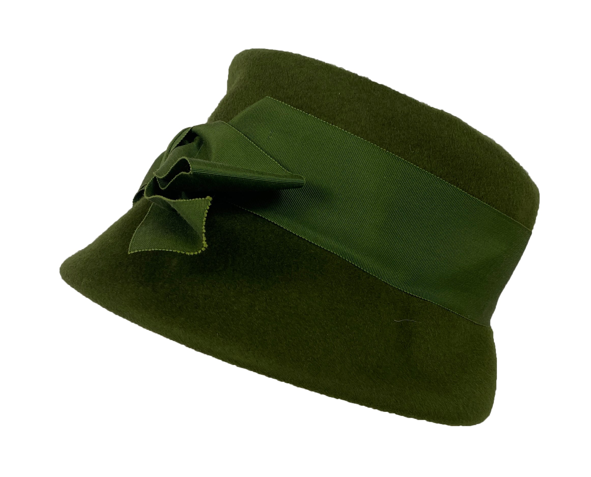 Vintage Ritz Henry Pollack Green Wool Bonnet Hat