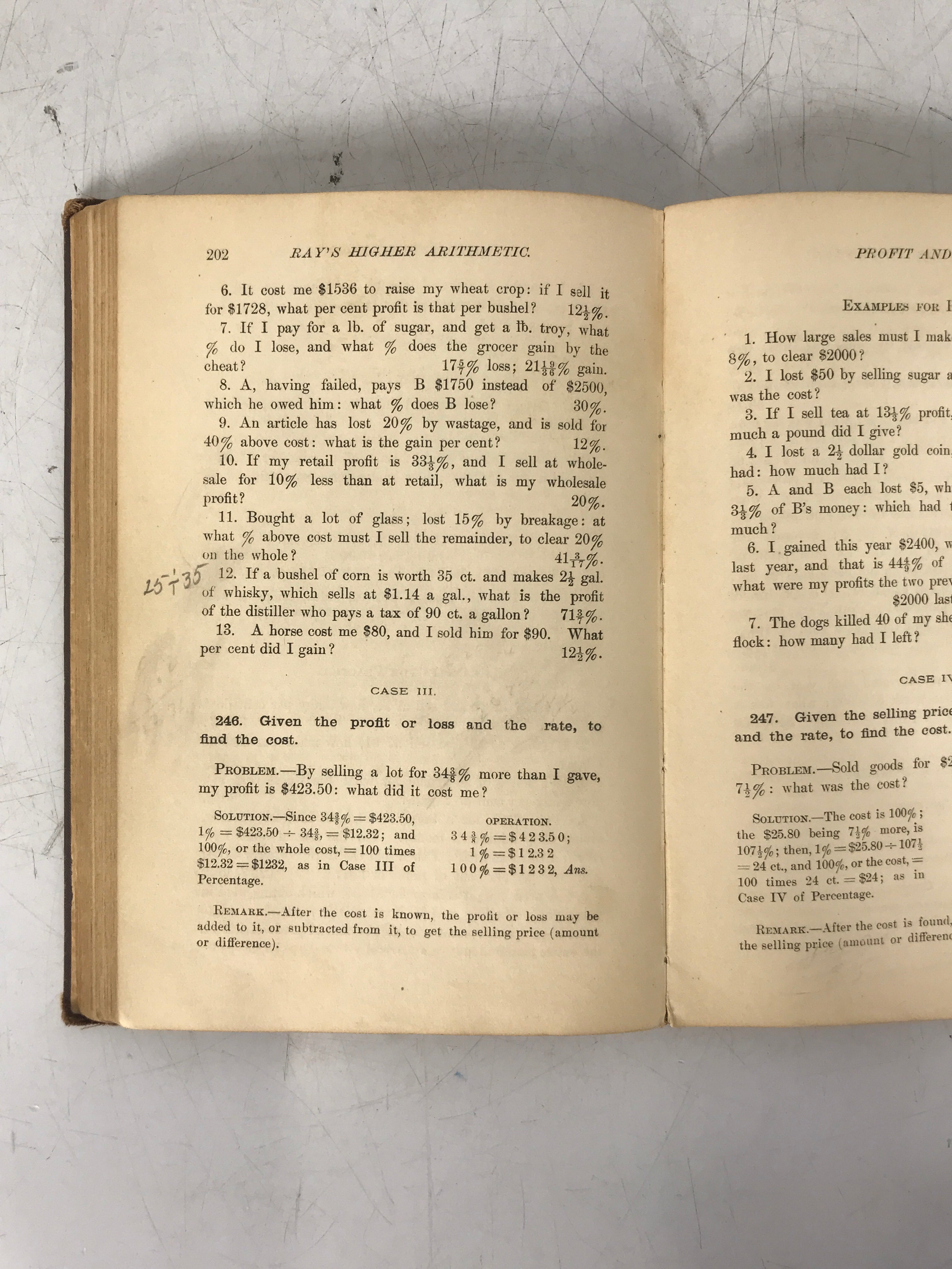 2 Ray's Mathematical Series New Higher Arithmetic & Key 1908/1909 HC