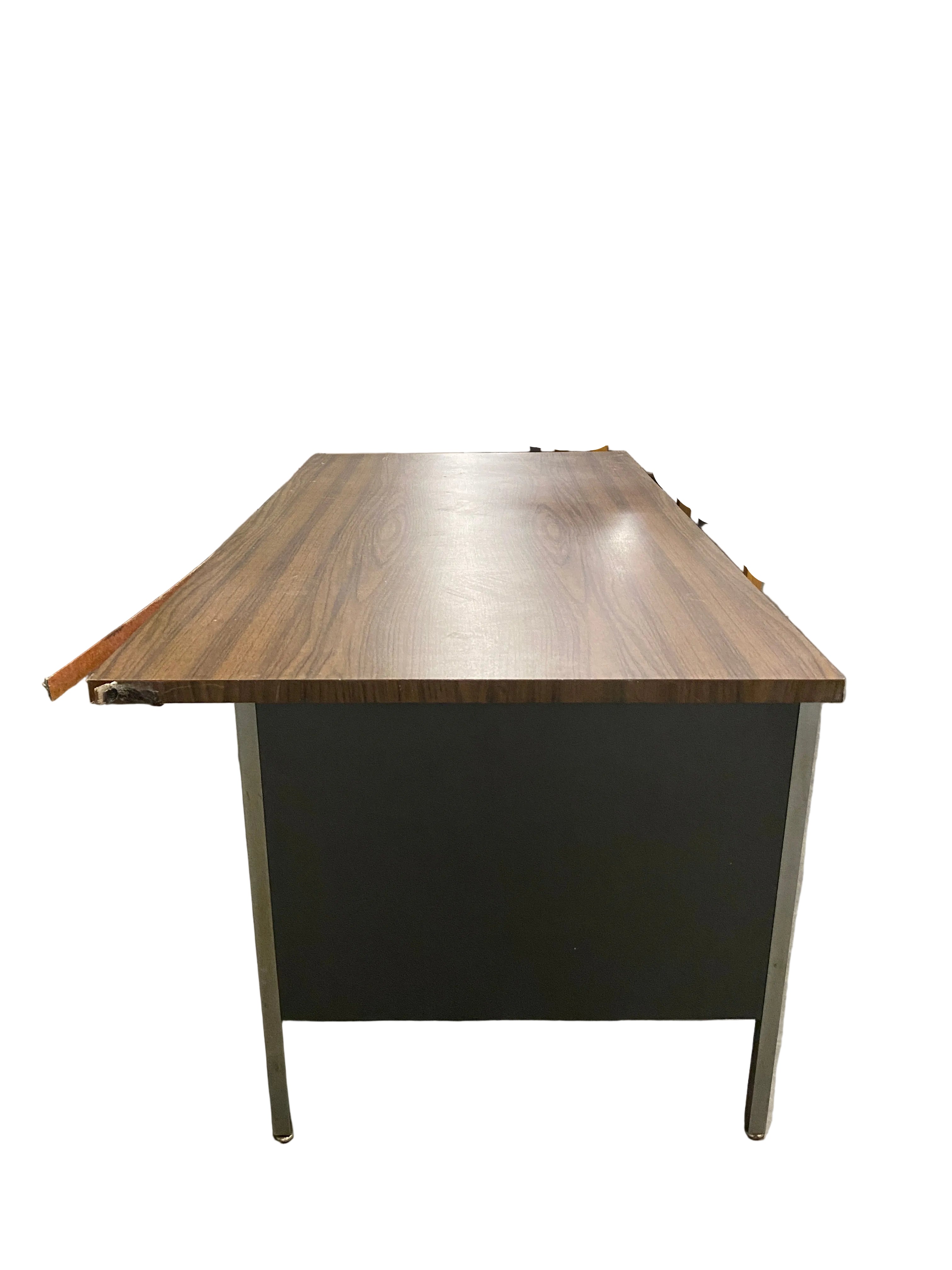 Metal Executive Desk With Wooden Table Top