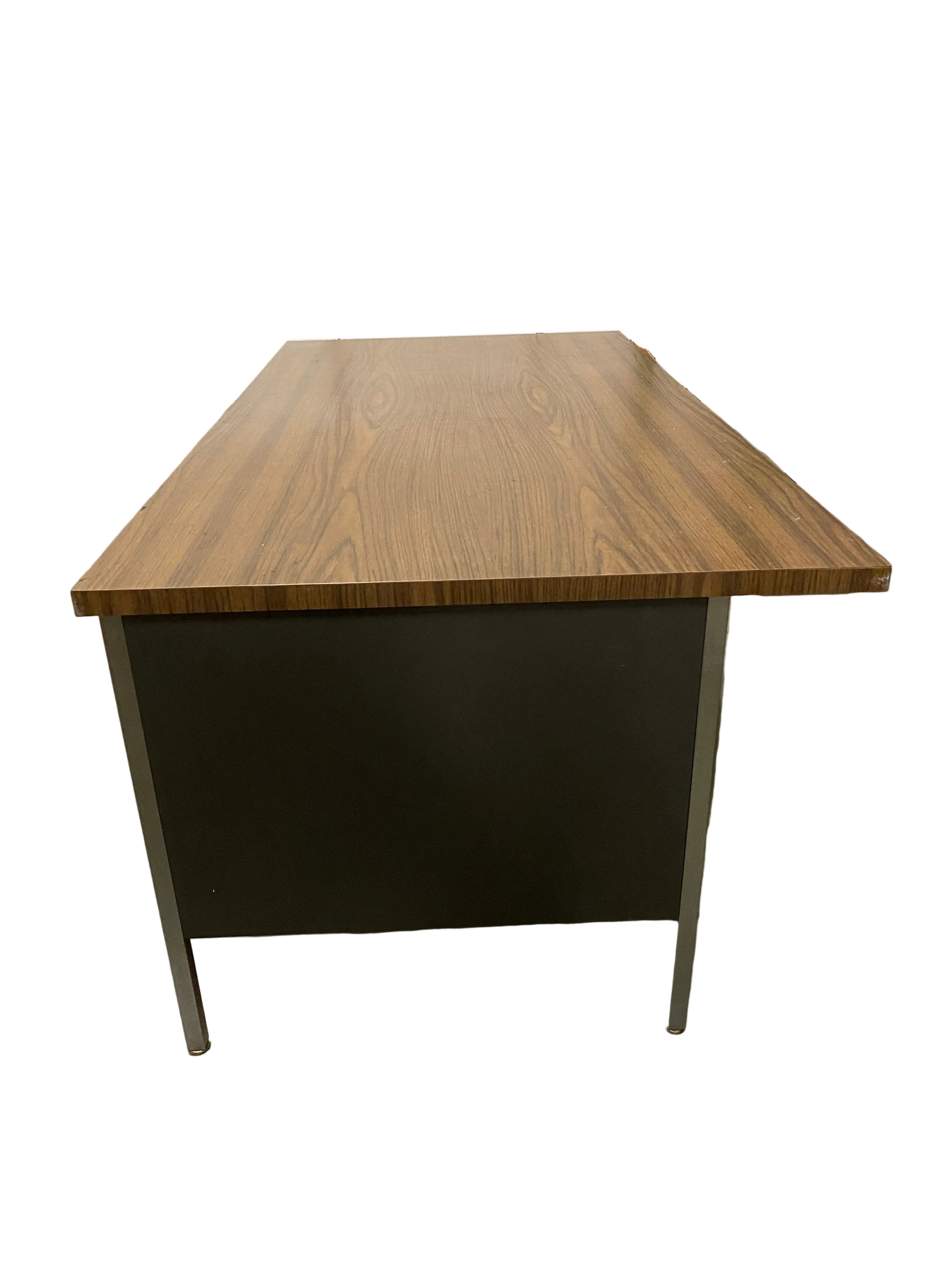 Metal Executive Desk With Wooden Table Top